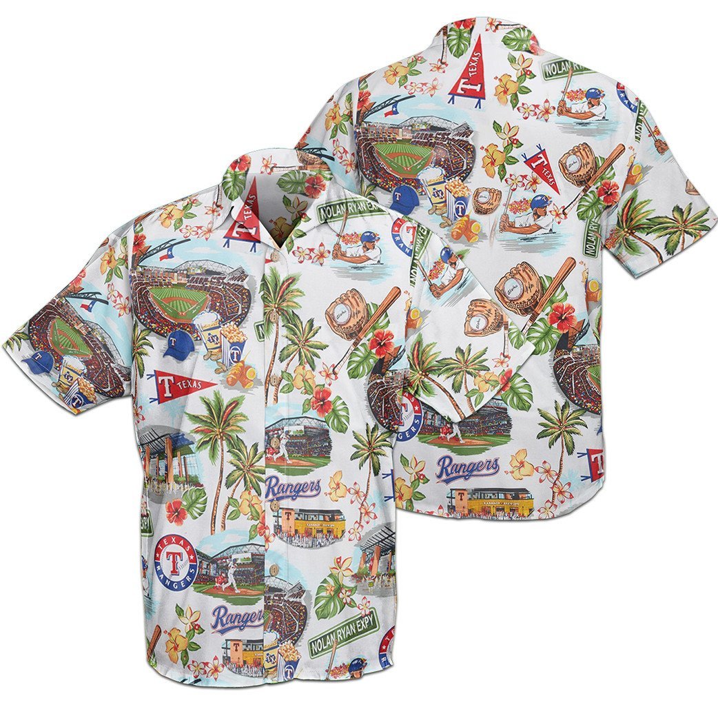 Texas Rangers Hawaiian Shirt - Famjoys Texas Rangers Hawaiian Shirt - Famjoys