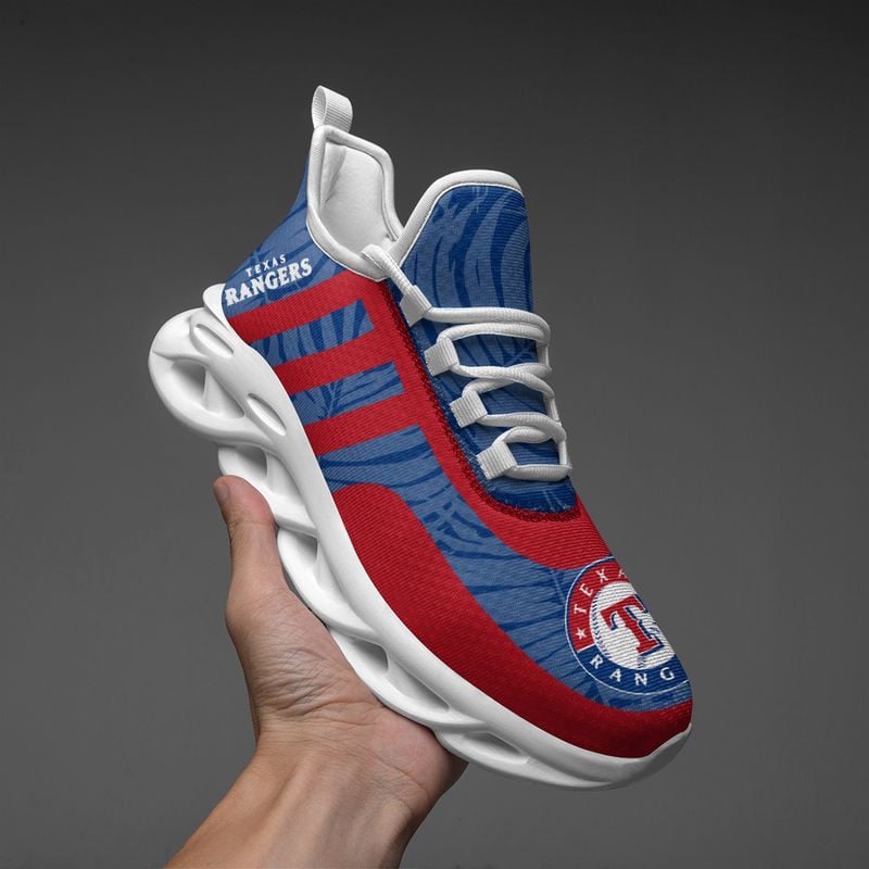 Texas Rangers Leaf and Stripe Pattern Men's and Women's Max Soul Shoes NLA61260 - Famjoys Texas Rangers Leaf and Stripe Pattern Men's and Women's Max Soul Shoes NLA61260 - Famjoys