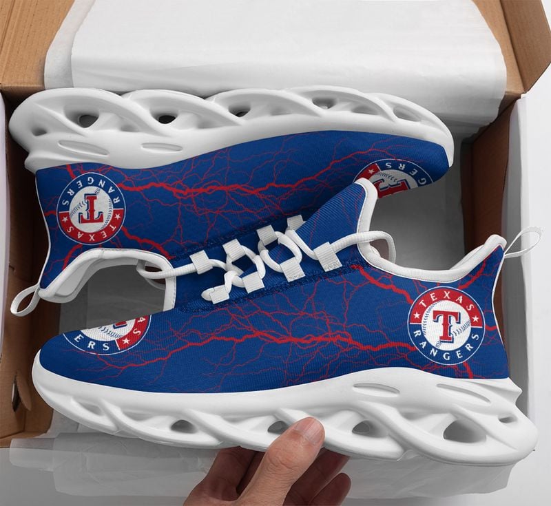 Texas Rangers Lightning Pattern Max Soul Shoes NEW020560 - Famjoys Texas Rangers Lightning Pattern Max Soul Shoes NEW020560 - Famjoys