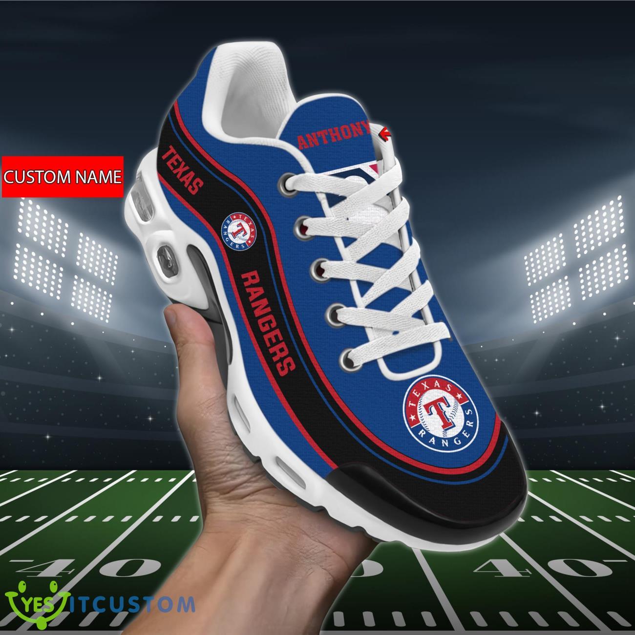 Texas Rangers MLB Personalized Name Air Cushion Sports Shoes Sneaker KLTNS220469 - Famjoys Texas Rangers MLB Personalized Name Air Cushion Sports Shoes Sneaker KLTNS220469 - Famjoys