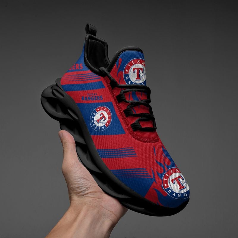 Texas Rangers Stripe and Fire Pattern Max Soul Shoes NEW019660 - Famjoys Texas Rangers Stripe and Fire Pattern Max Soul Shoes NEW019660 - Famjoys