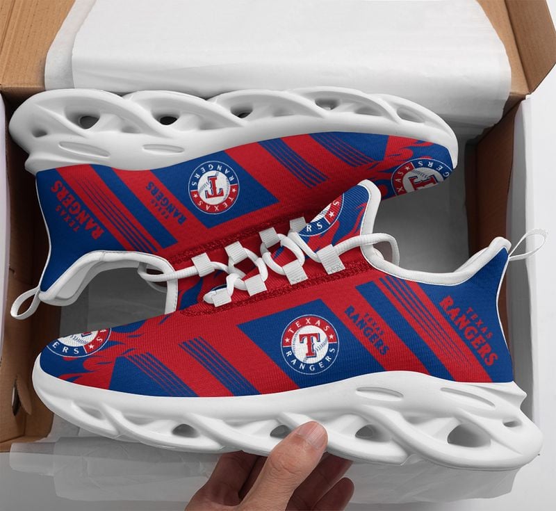 Texas Rangers Stripe and Fire Pattern Max Soul Shoes NEW019660 - Famjoys Texas Rangers Stripe and Fire Pattern Max Soul Shoes NEW019660 - Famjoys
