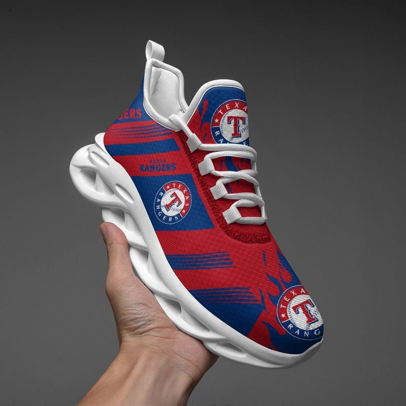 Texas Rangers Stripe and Fire Pattern Max Soul Shoes NEW019660 - Famjoys Texas Rangers Stripe and Fire Pattern Max Soul Shoes NEW019660 - Famjoys