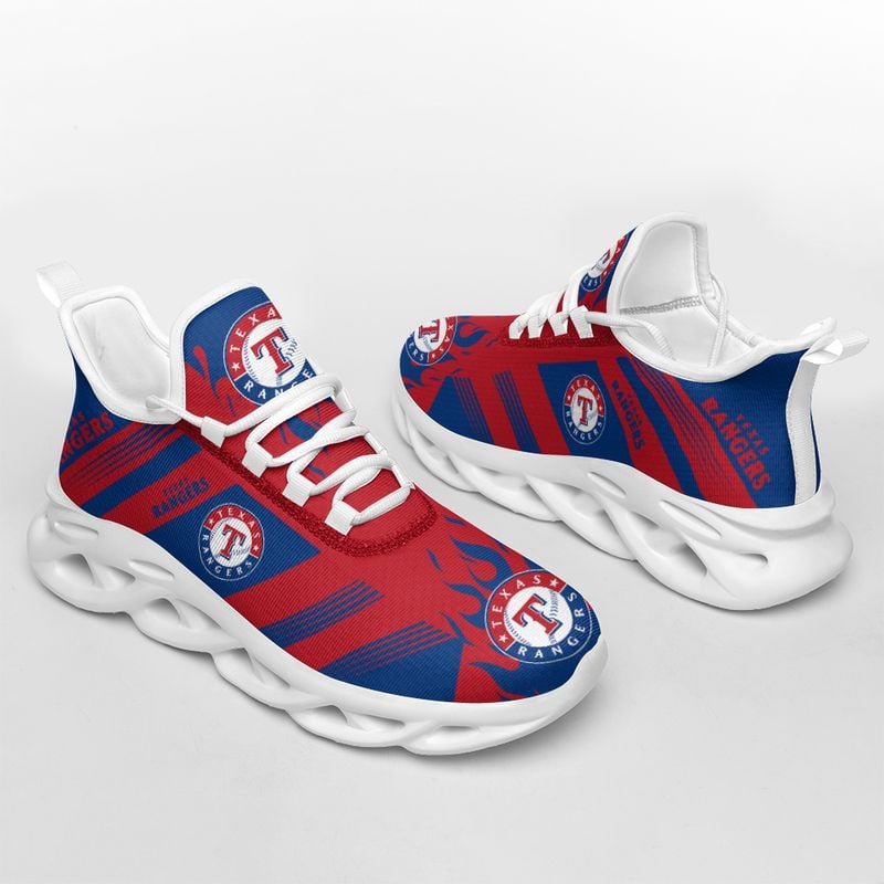 Texas Rangers Stripe and Fire Pattern Max Soul Shoes NEW019660 - Famjoys Texas Rangers Stripe and Fire Pattern Max Soul Shoes NEW019660 - Famjoys