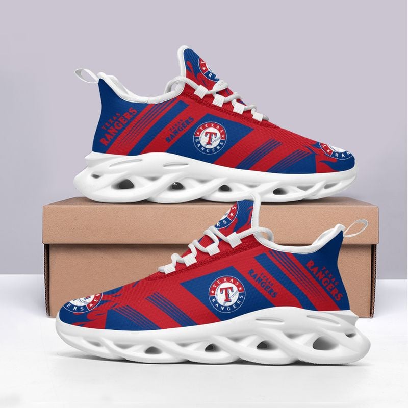 Texas Rangers Stripe and Fire Pattern Max Soul Shoes NEW019660 - Famjoys Texas Rangers Stripe and Fire Pattern Max Soul Shoes NEW019660 - Famjoys