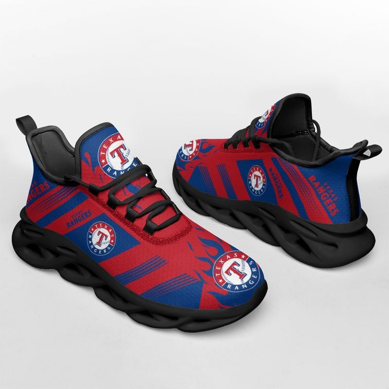 Texas Rangers Stripe and Fire Pattern Max Soul Shoes NEW019660 - Famjoys Texas Rangers Stripe and Fire Pattern Max Soul Shoes NEW019660 - Famjoys