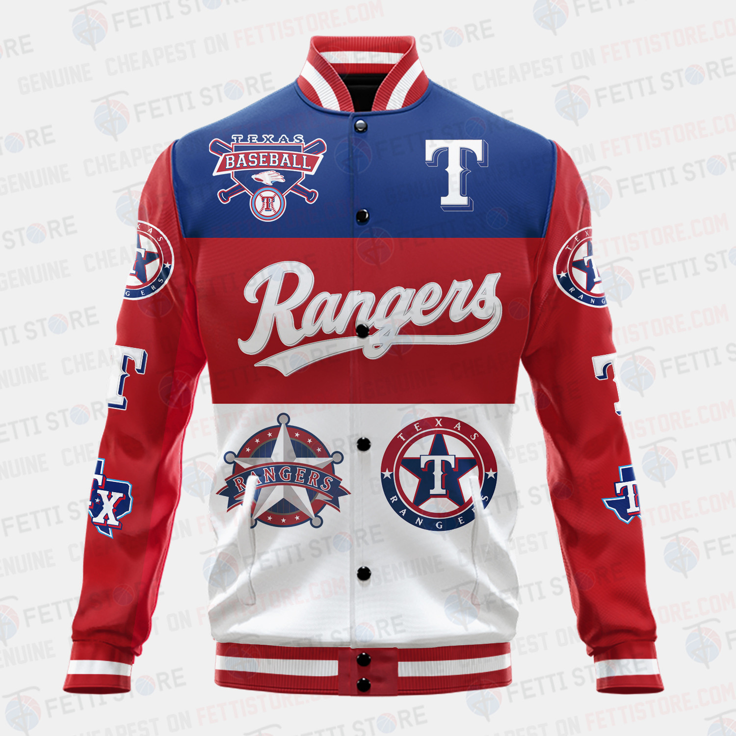 Texas Rangers Symbol Vintage Design Varsity Jacket - Famjoys Texas Rangers Symbol Vintage Design Varsity Jacket - Famjoys