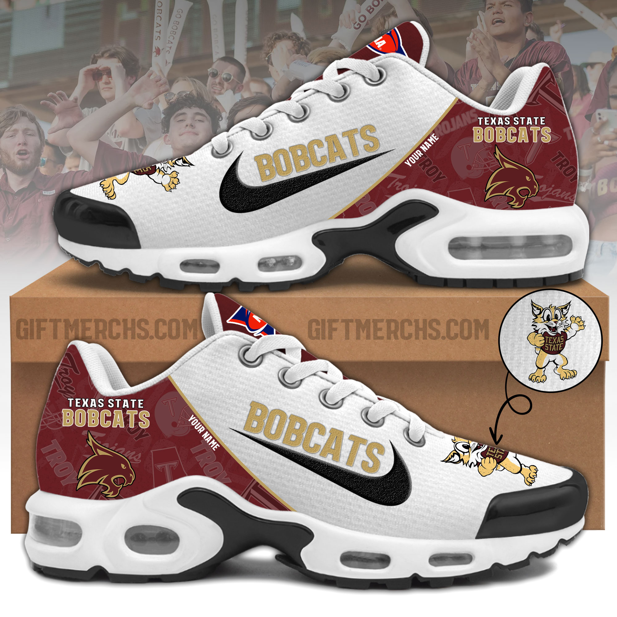 Texas State Bobcats Personalized Shoes - Famjoys Texas State Bobcats Personalized Shoes - Famjoys