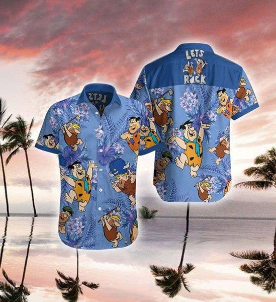 The Flintstones Fred And Barney Hawaiian Shirt - Famjoys The Flintstones Fred And Barney Hawaiian Shirt - Famjoys