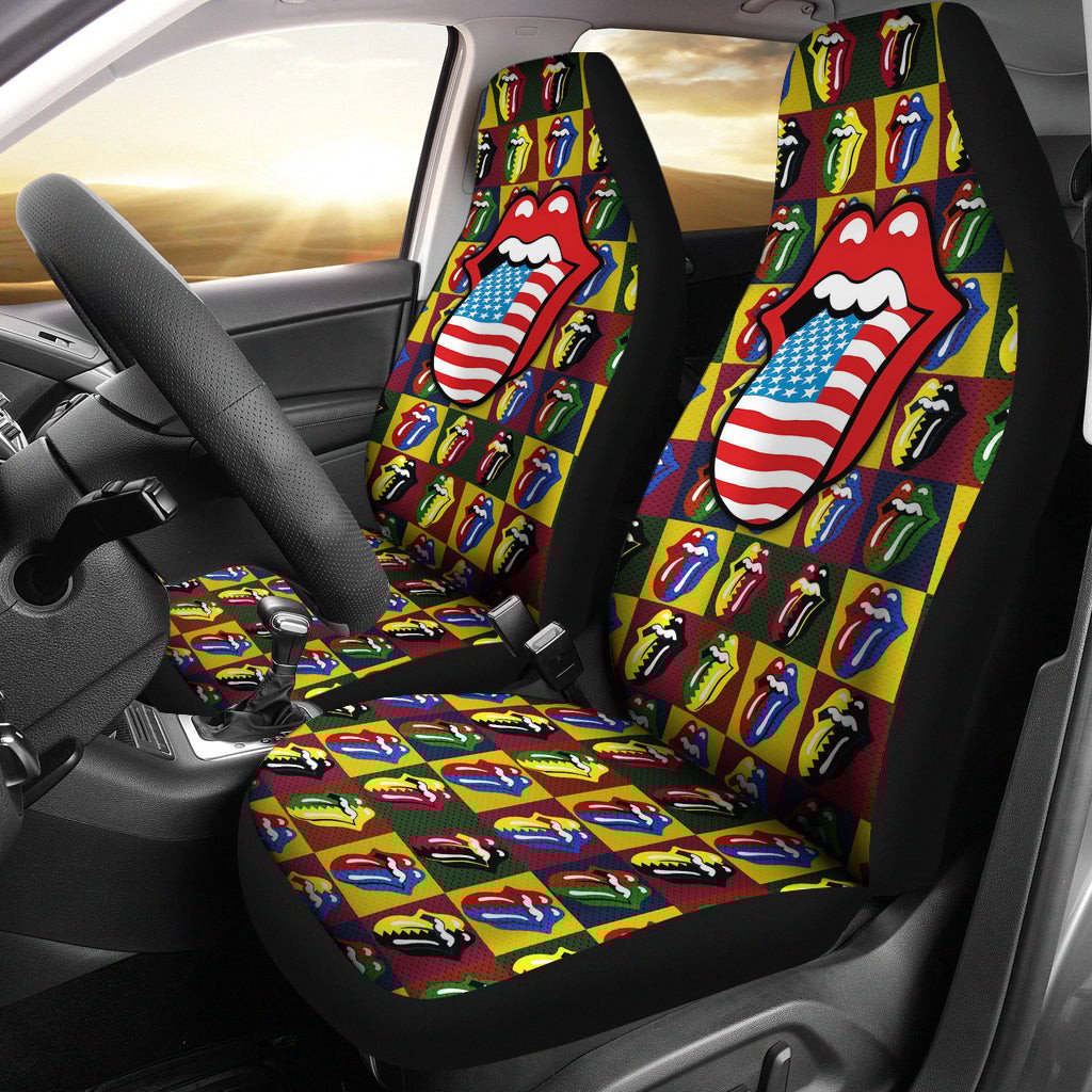The Rolling Stones Rock And Roll Band Car Seat Covers 0302 - Famjoys The Rolling Stones Rock And Roll Band Car Seat Covers 0302 - Famjoys