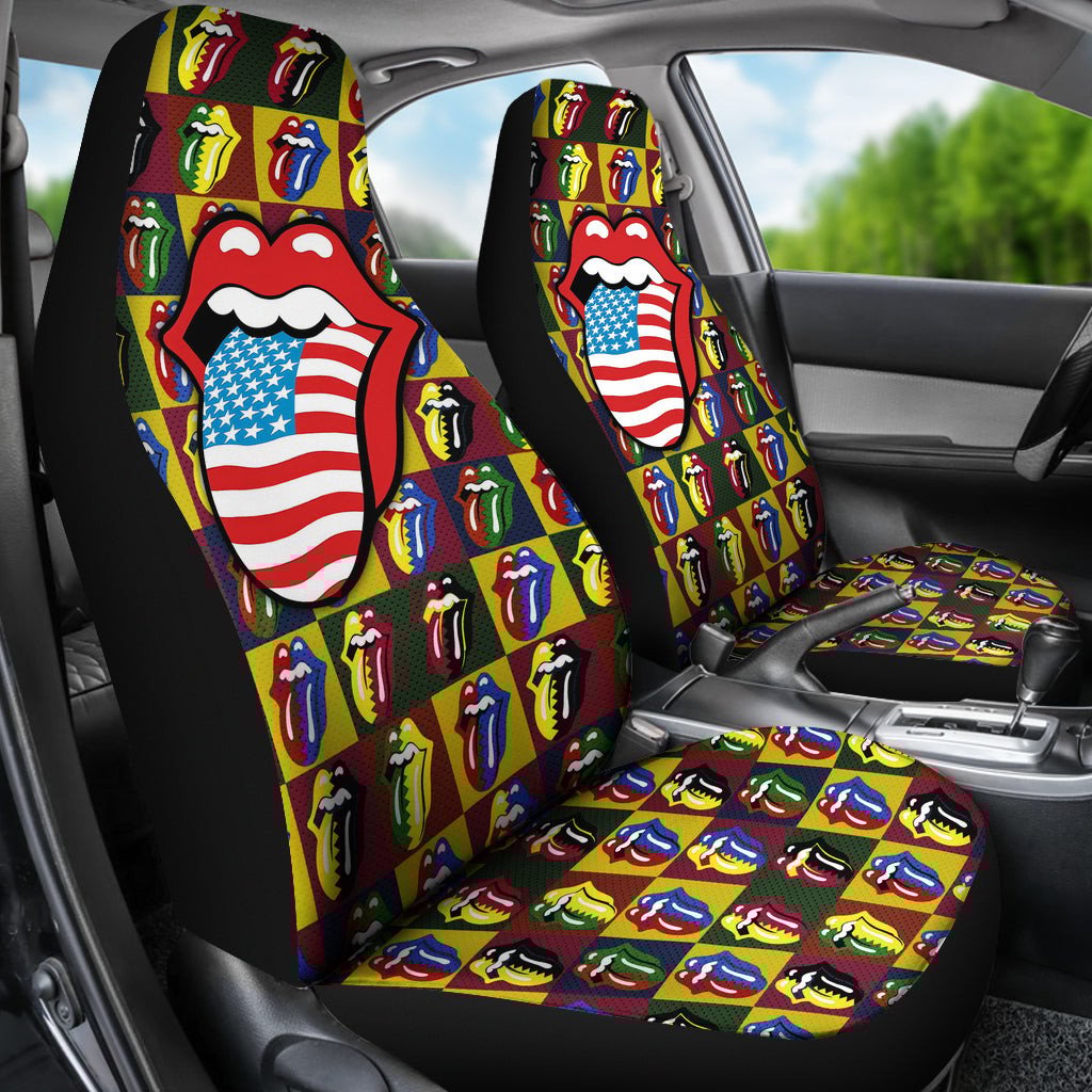 The Rolling Stones Rock And Roll Band Car Seat Covers 0302 - Famjoys The Rolling Stones Rock And Roll Band Car Seat Covers 0302 - Famjoys