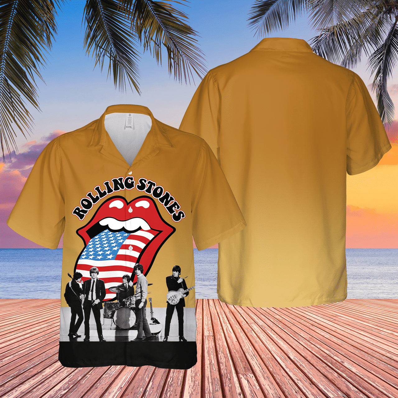 The Rolling Stones Rock Band 3d Hawaiian Shirt - Famjoys The Rolling Stones Rock Band 3d Hawaiian Shirt - Famjoys