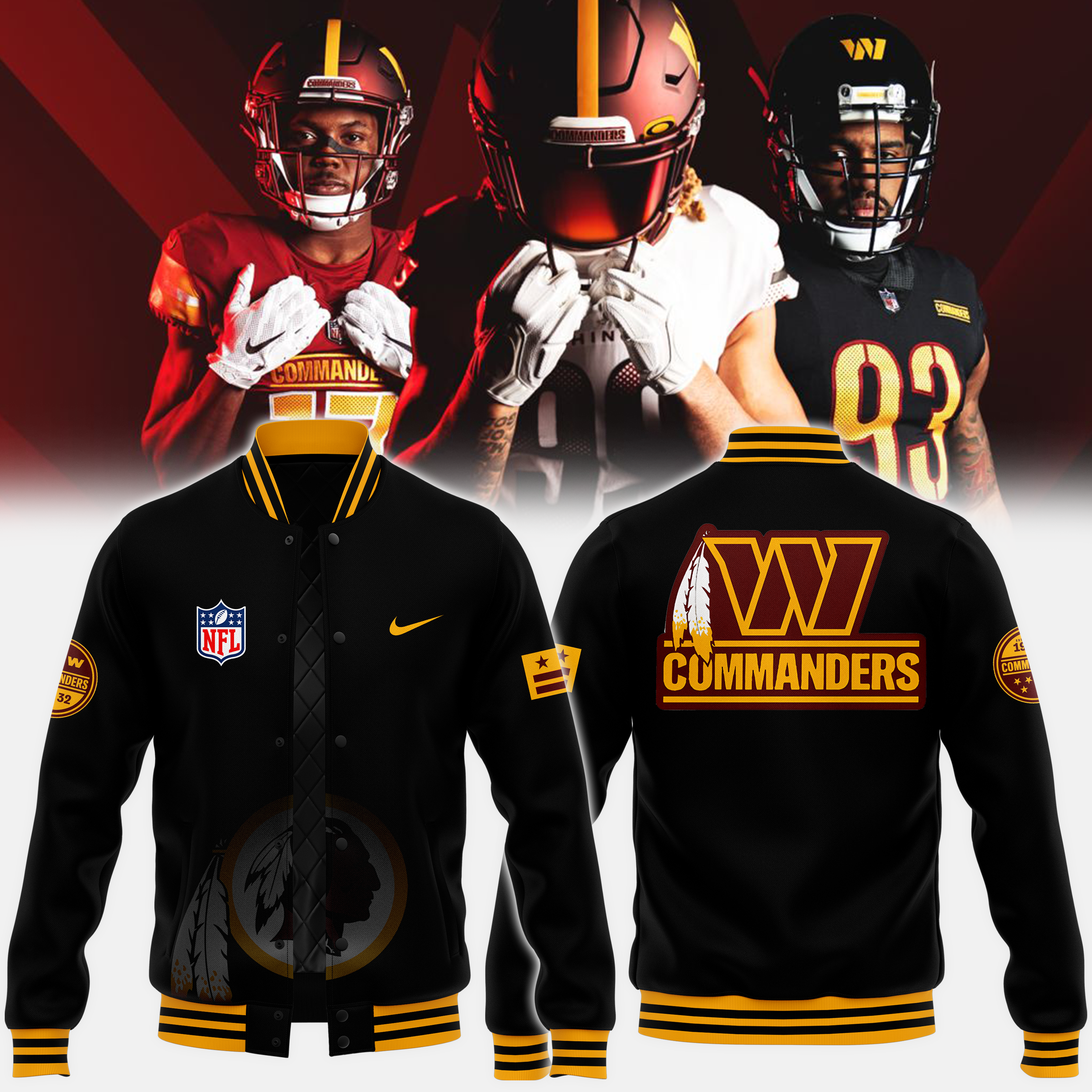 The Wild Collective Charcoal Washington Commanders Full Snap Bomber Jacket - Famjoys The Wild Collective Charcoal Washington Commanders Full Snap Bomber Jacket - Famjoys