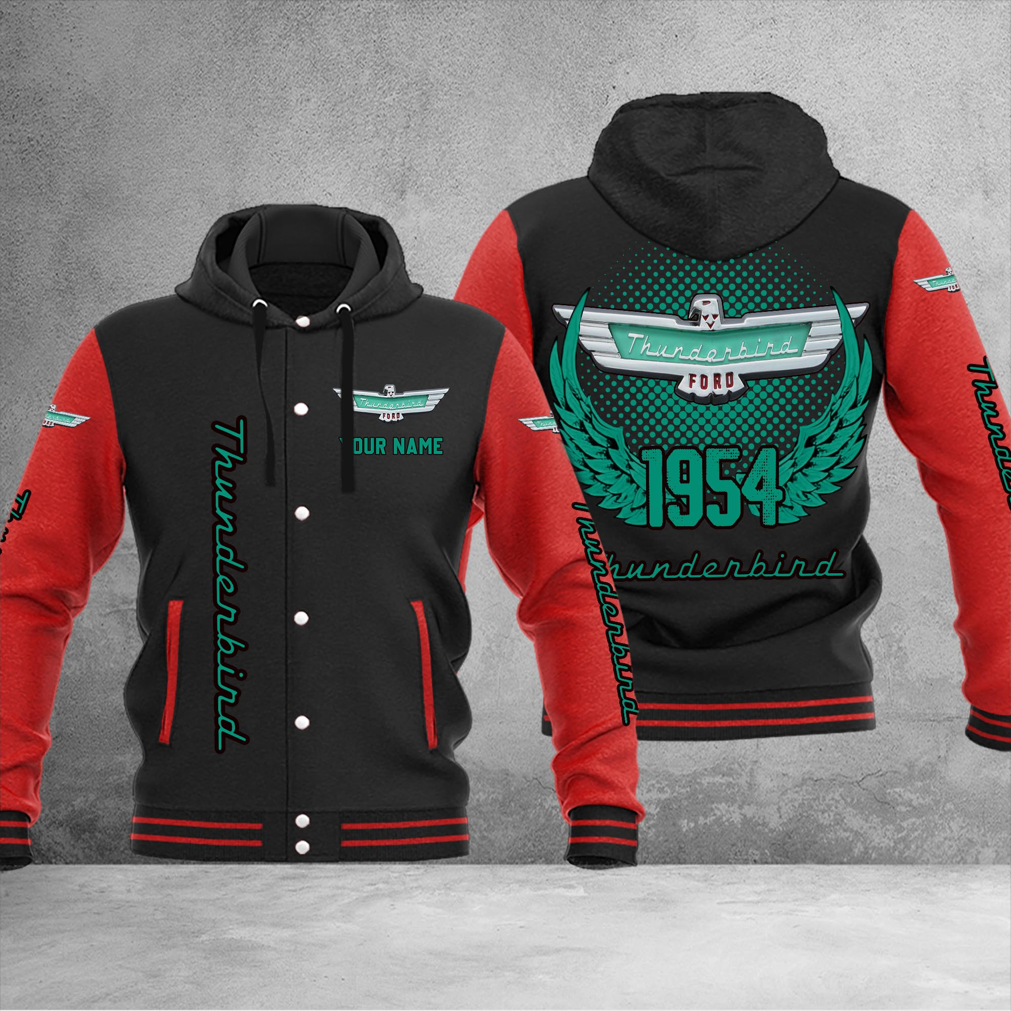 Thunderbird DMHJ1087 Baseball Jacket Multicolor - Famjoys Thunderbird DMHJ1087 Baseball Jacket Multicolor - Famjoys