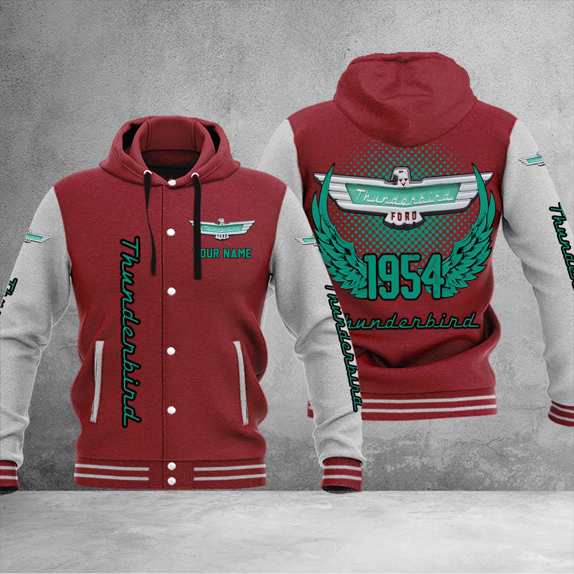 Thunderbird DMHJ1087 Baseball Jacket Multicolor - Famjoys Thunderbird DMHJ1087 Baseball Jacket Multicolor - Famjoys