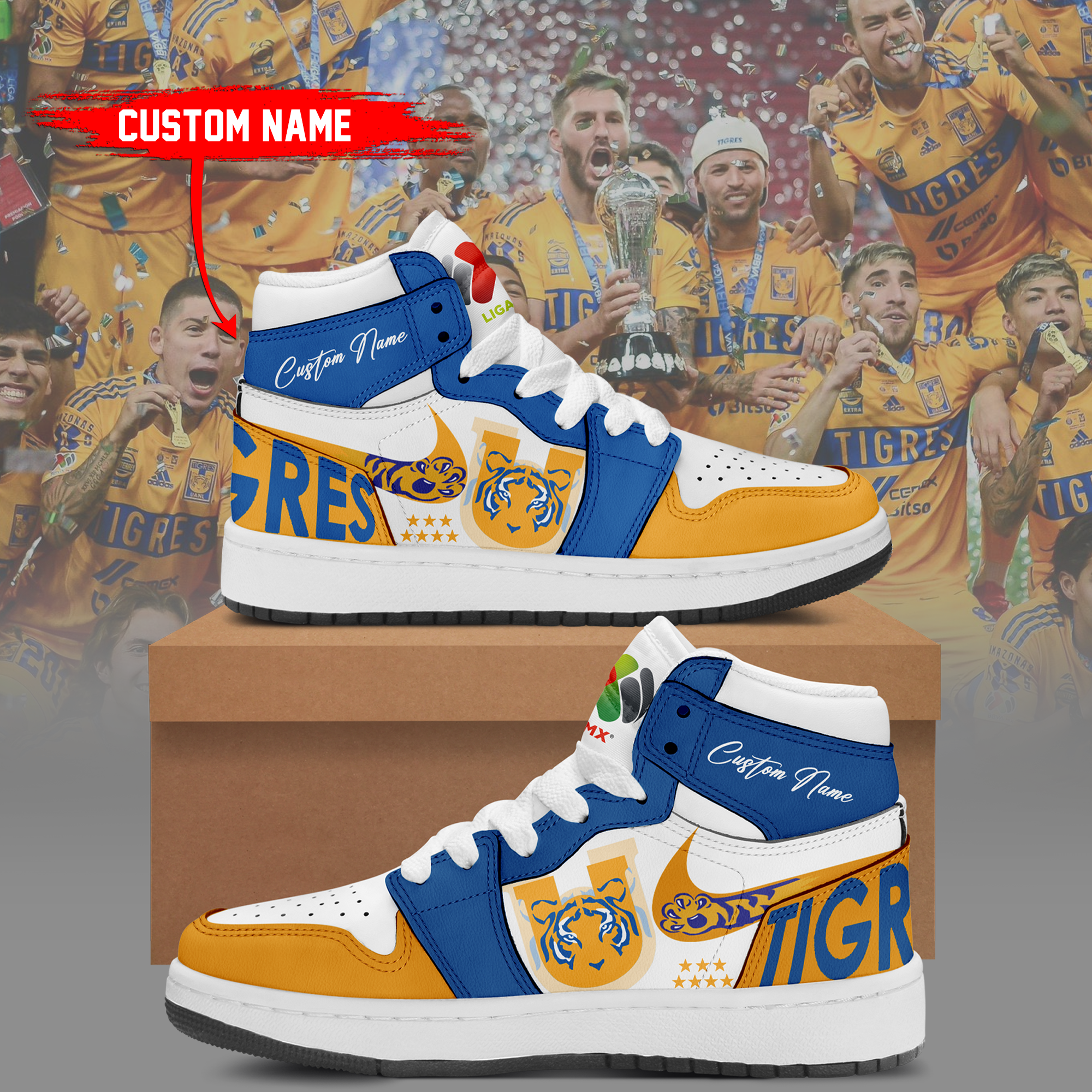 Tigres UANL Campeón Liga Mx 2023 Sneaker AJ1 - Famjoys Tigres UANL Campeón Liga Mx 2023 Sneaker AJ1 - Famjoys