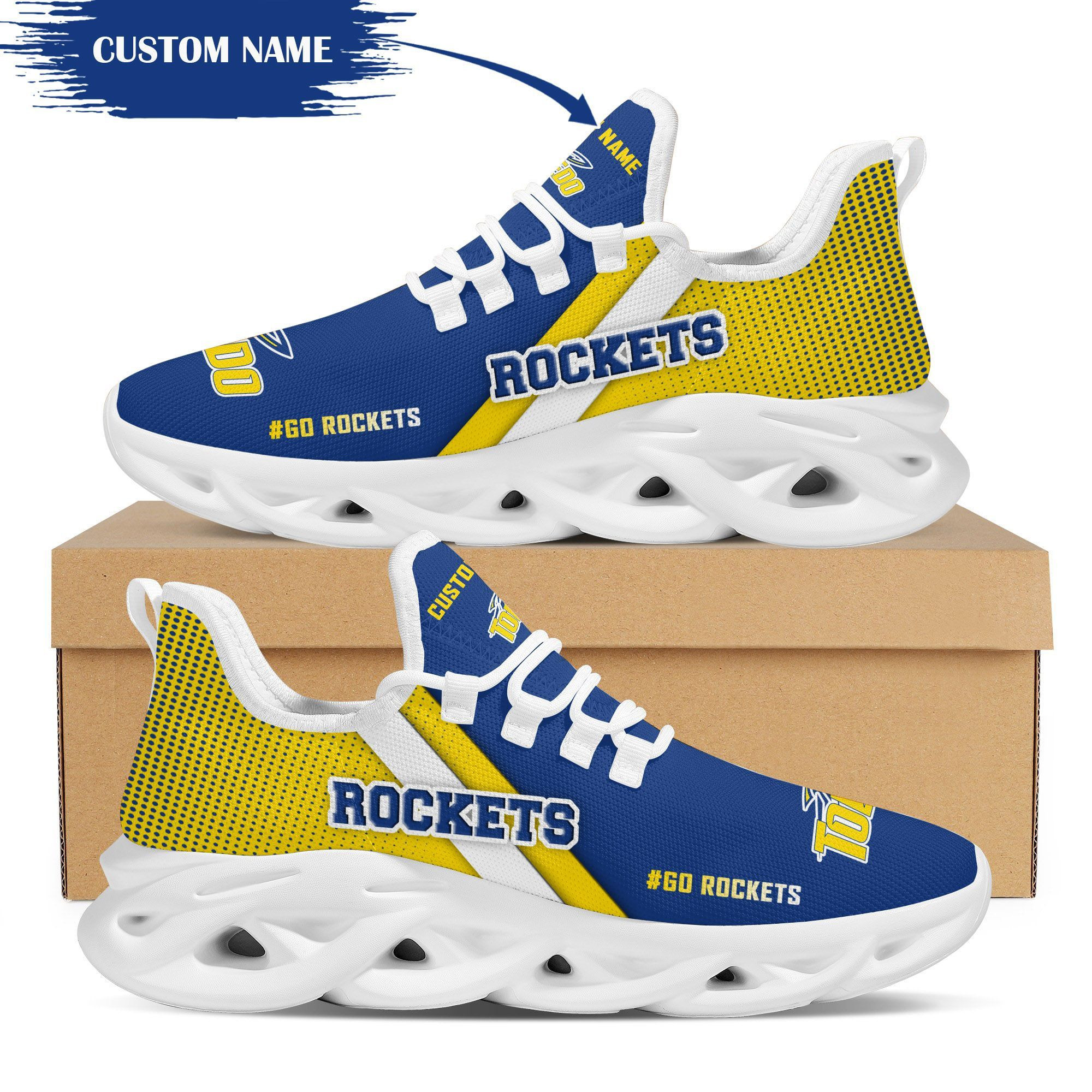 Toledo Rockets Custom Personalized Max Soul Sneakers Shoes - Famjoys Toledo Rockets Custom Personalized Max Soul Sneakers Shoes - Famjoys