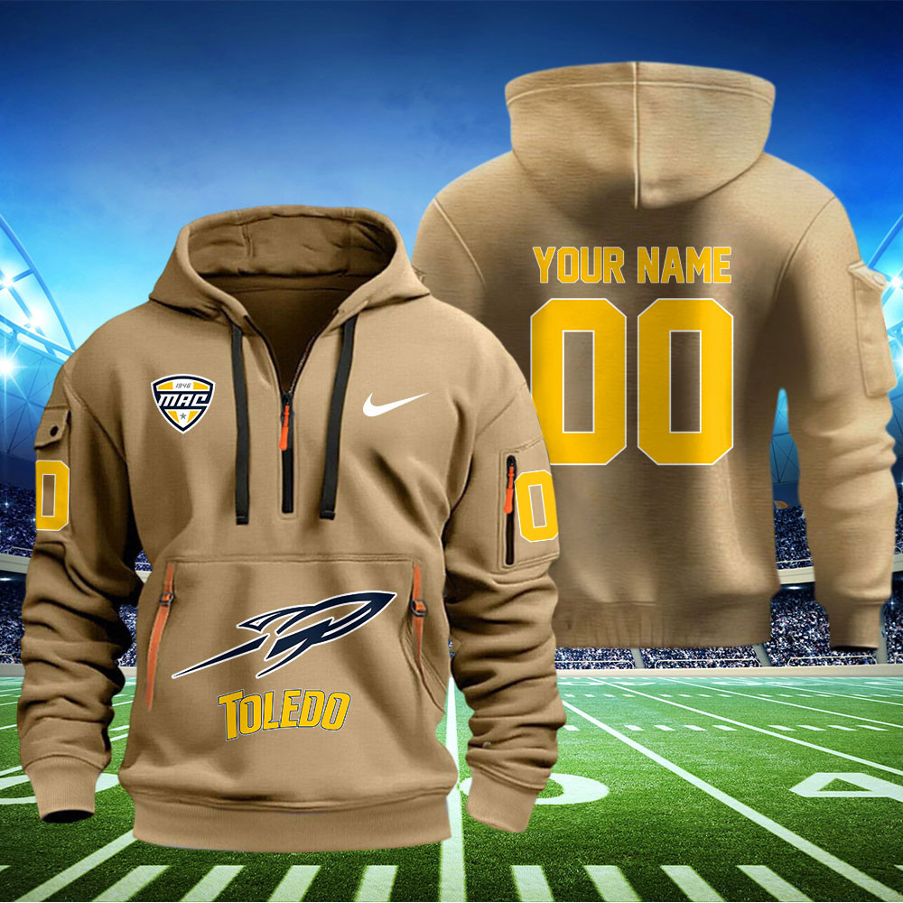 Toledo Rockets Football Quarter Zip Hoodie - Famjoys Toledo Rockets Football Quarter Zip Hoodie - Famjoys