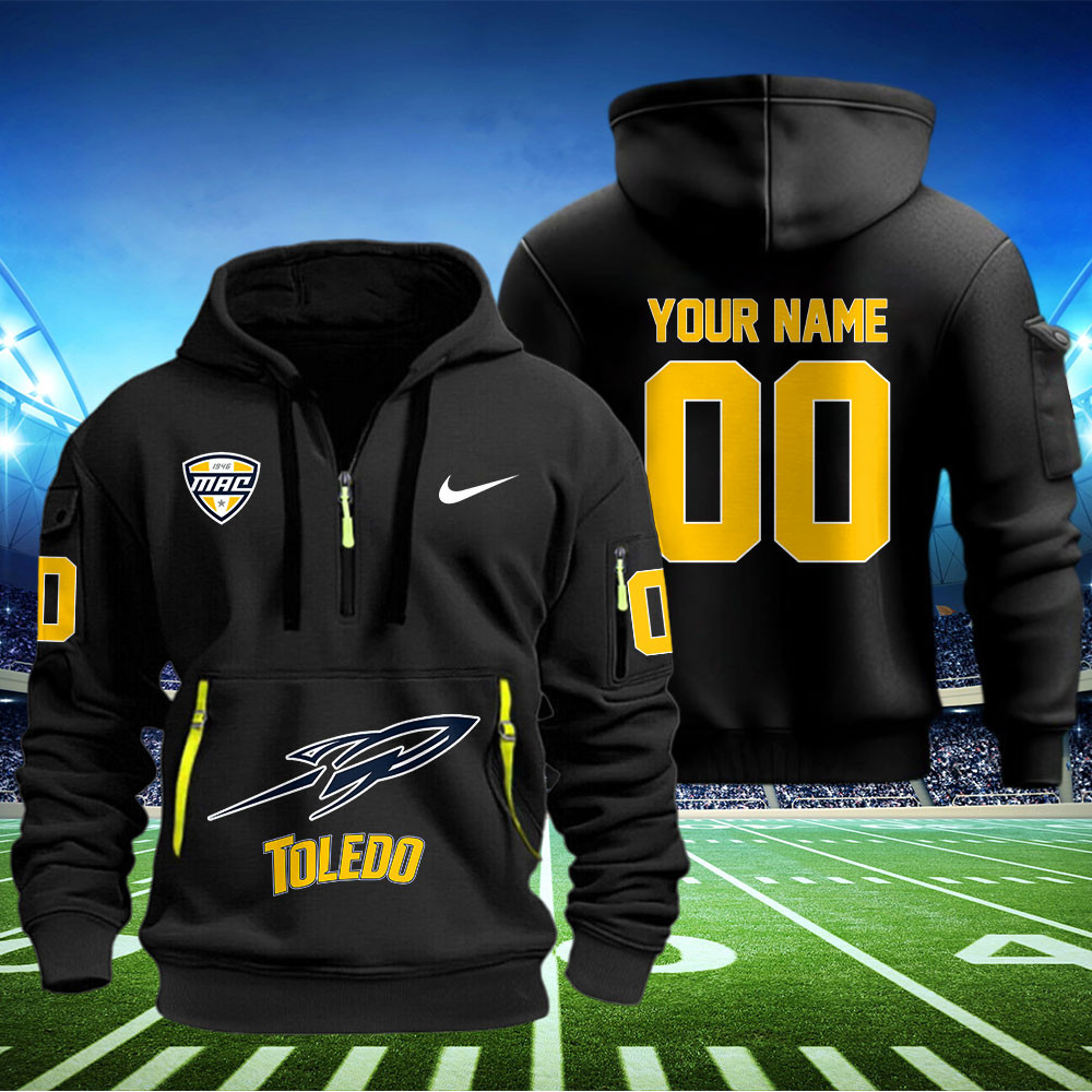 Toledo Rockets Football Quarter Zip Hoodie - Famjoys Toledo Rockets Football Quarter Zip Hoodie - Famjoys