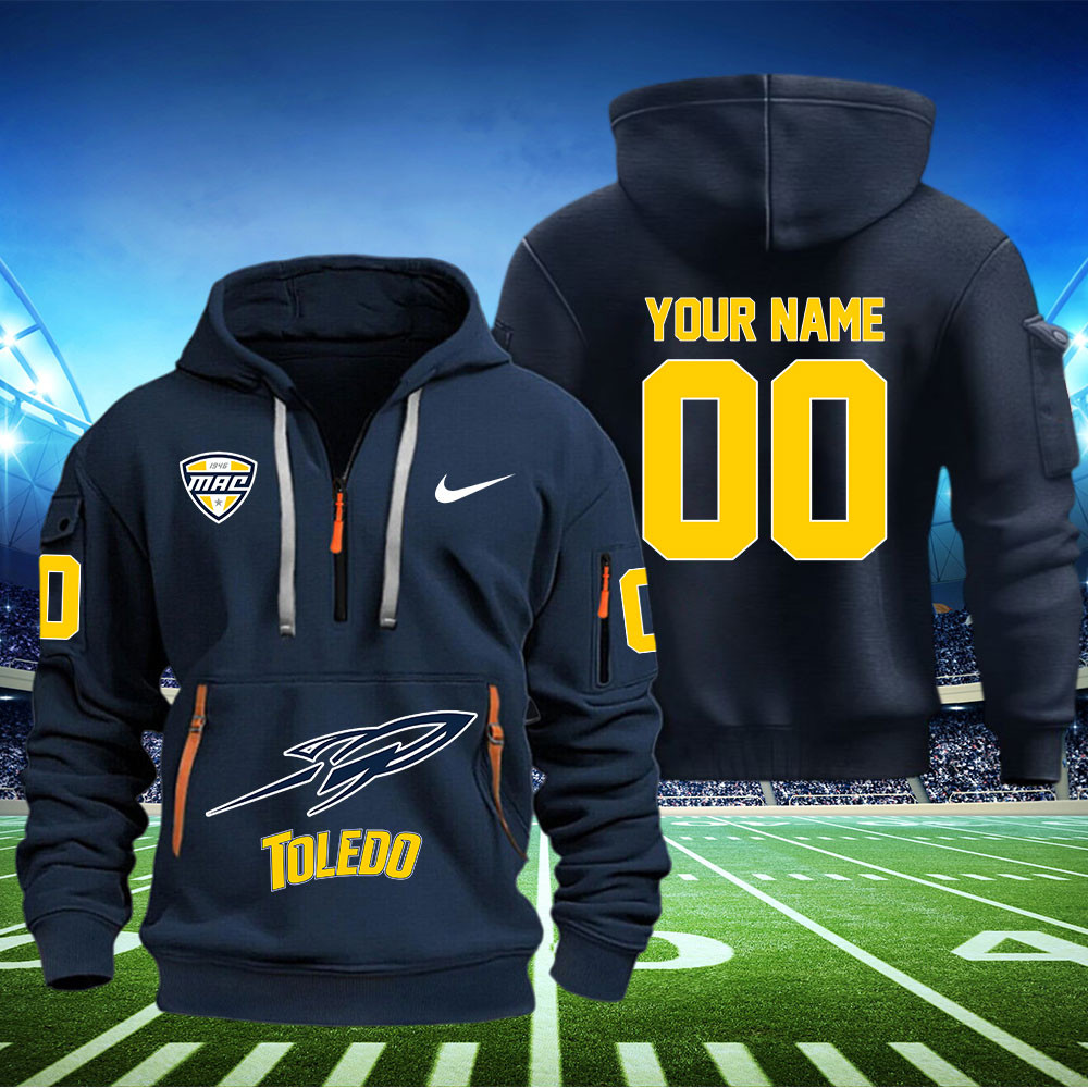 Toledo Rockets Football Quarter Zip Hoodie - Famjoys Toledo Rockets Football Quarter Zip Hoodie - Famjoys