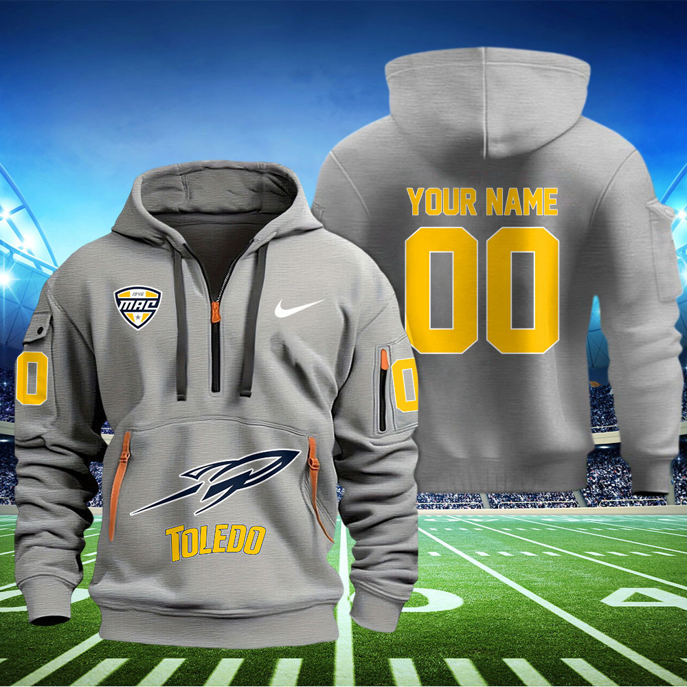 Toledo Rockets Football Quarter Zip Hoodie - Famjoys Toledo Rockets Football Quarter Zip Hoodie - Famjoys