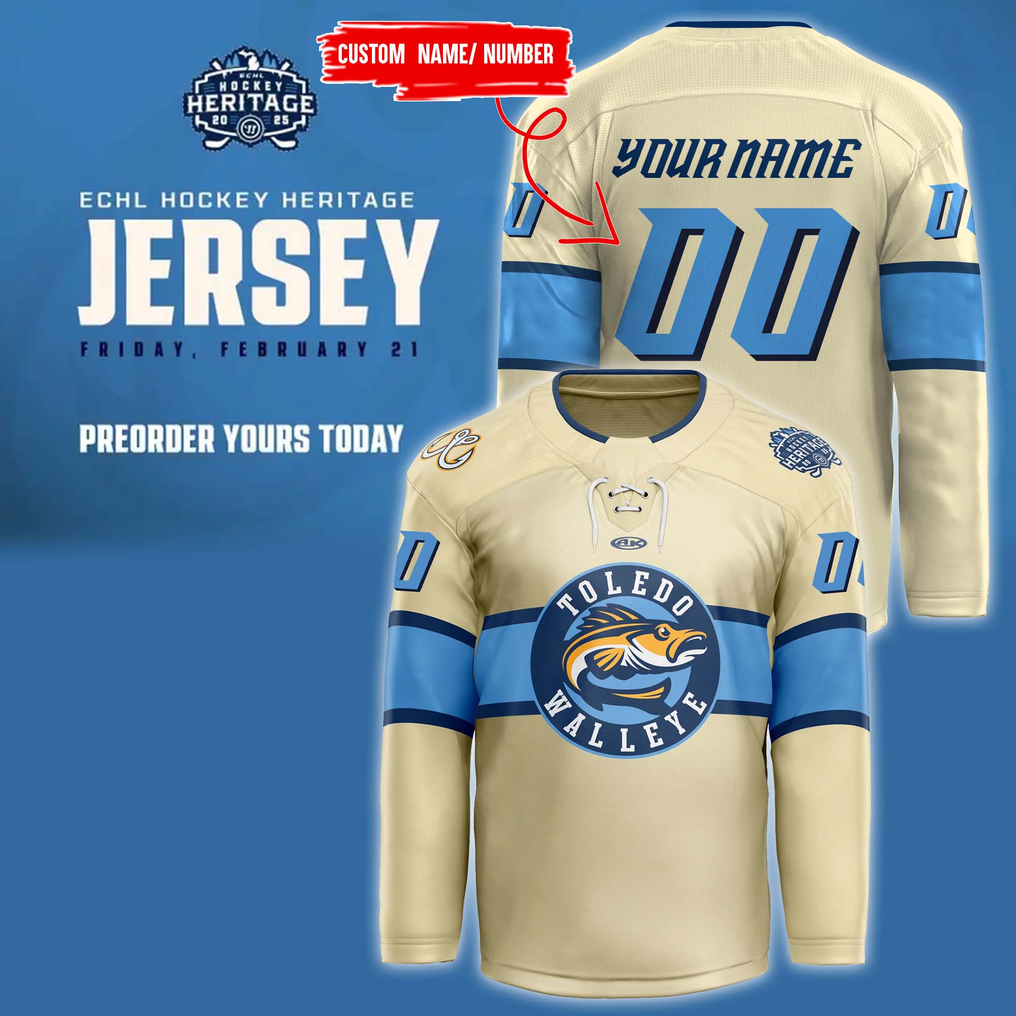 Toledo Walleye Hockey Heritage Night Jersey - Famjoys Toledo Walleye Hockey Heritage Night Jersey - Famjoys