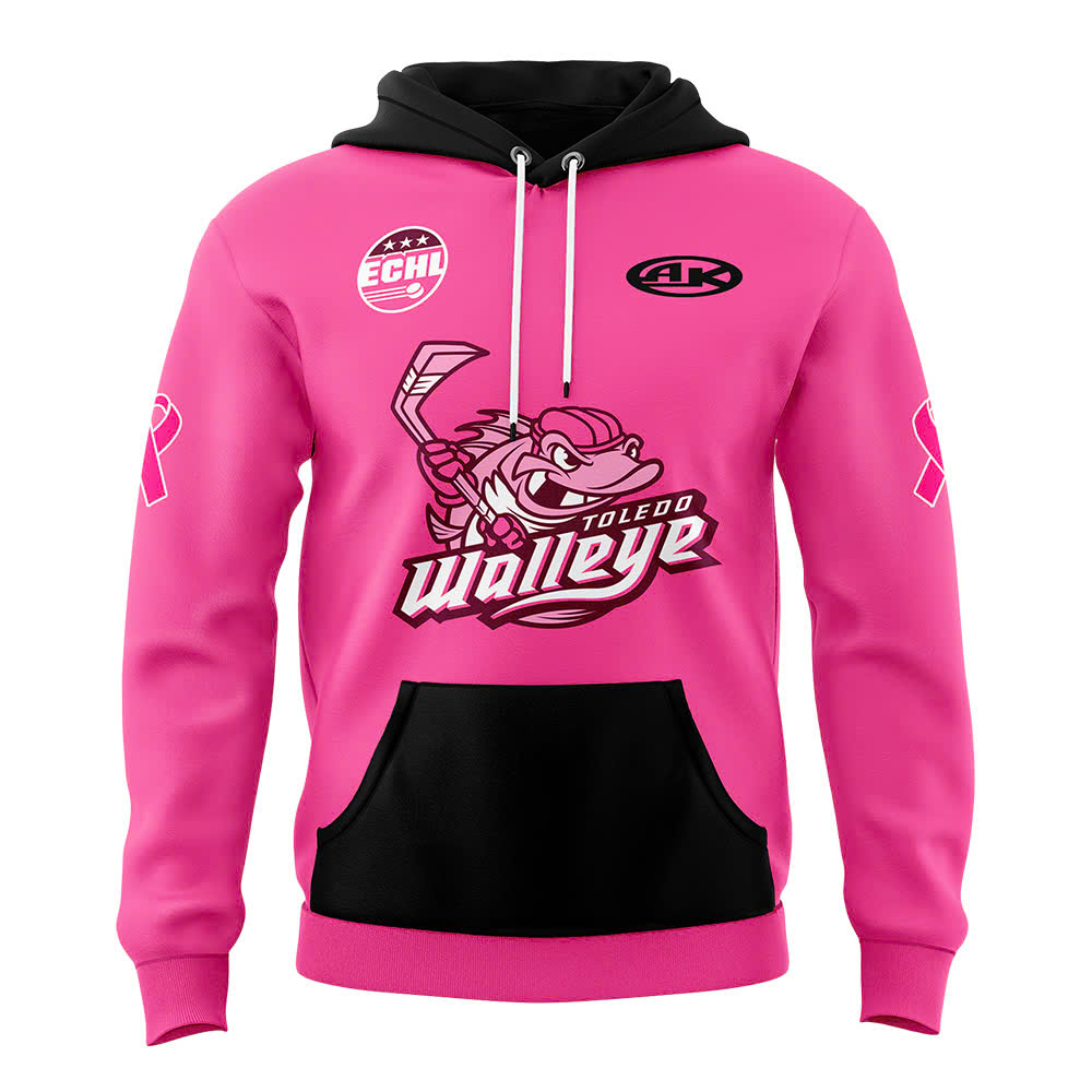 Toledo Walleye x 2025 Pink in the Rink Premium Pullover Hoodie - Famjoys Toledo Walleye x 2025 Pink in the Rink Premium Pullover Hoodie - Famjoys