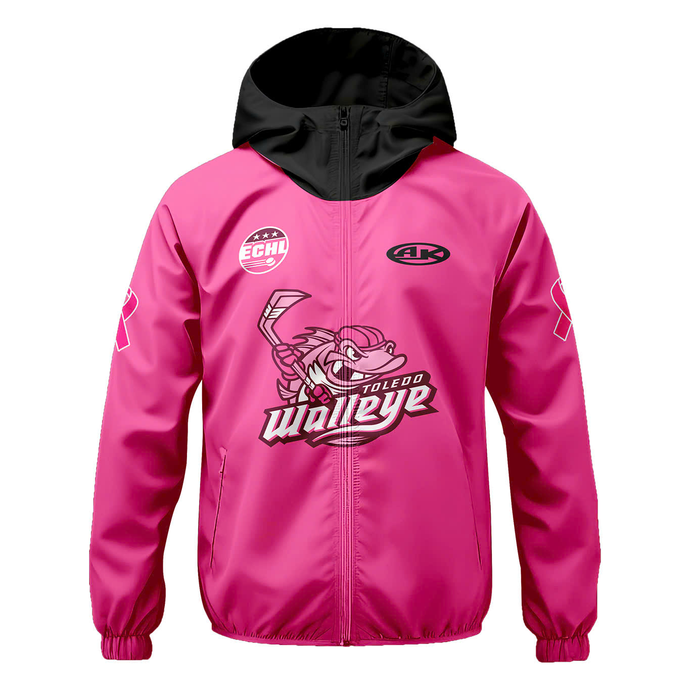 Toledo Walleye x 2025 Pink in the Rink Pullover Wind Jacket - Famjoys Toledo Walleye x 2025 Pink in the Rink Pullover Wind Jacket - Famjoys