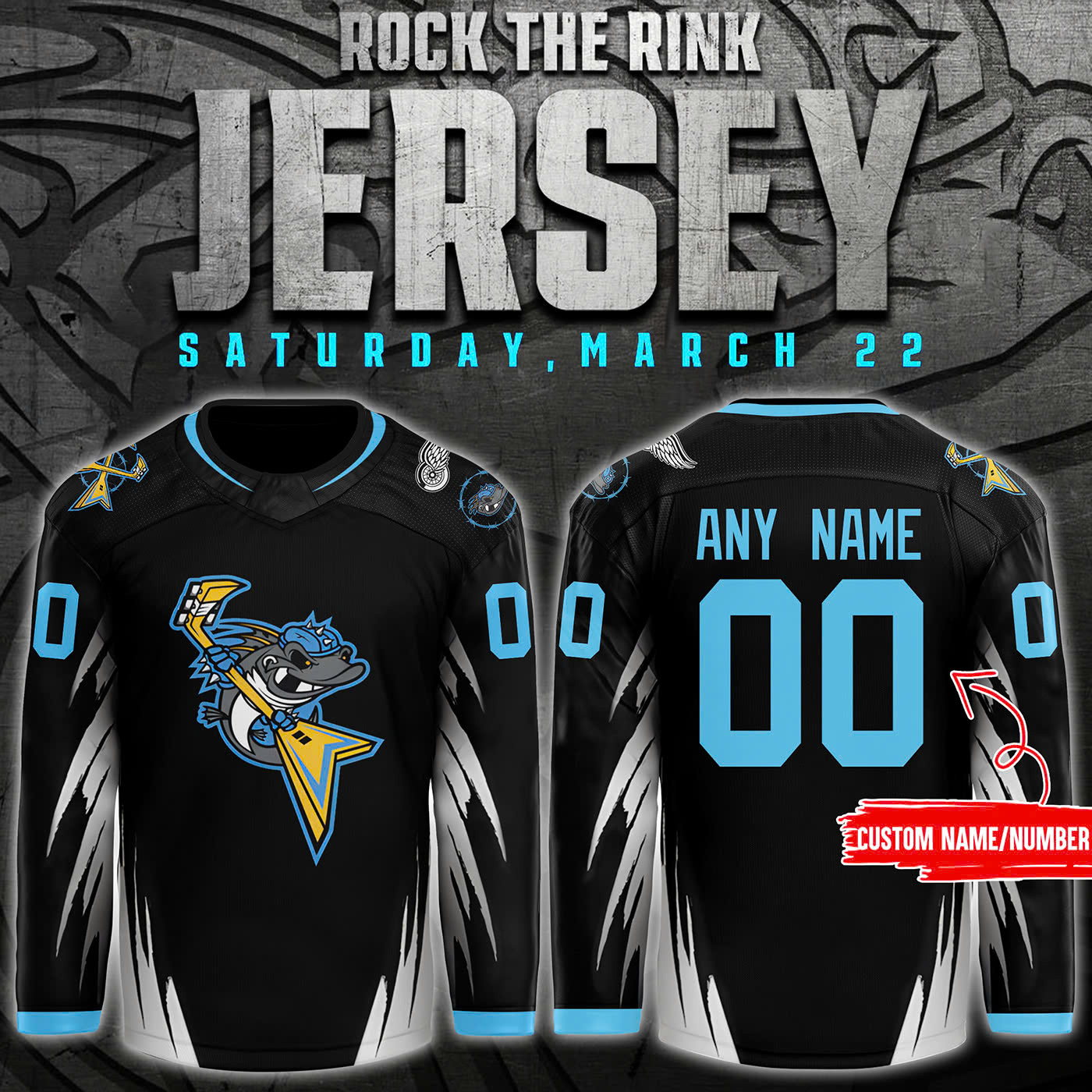 Toledo Walleye x 2025 Rock The Rink Night Personalized Jersey - Famjoys Toledo Walleye x 2025 Rock The Rink Night Personalized Jersey - Famjoys
