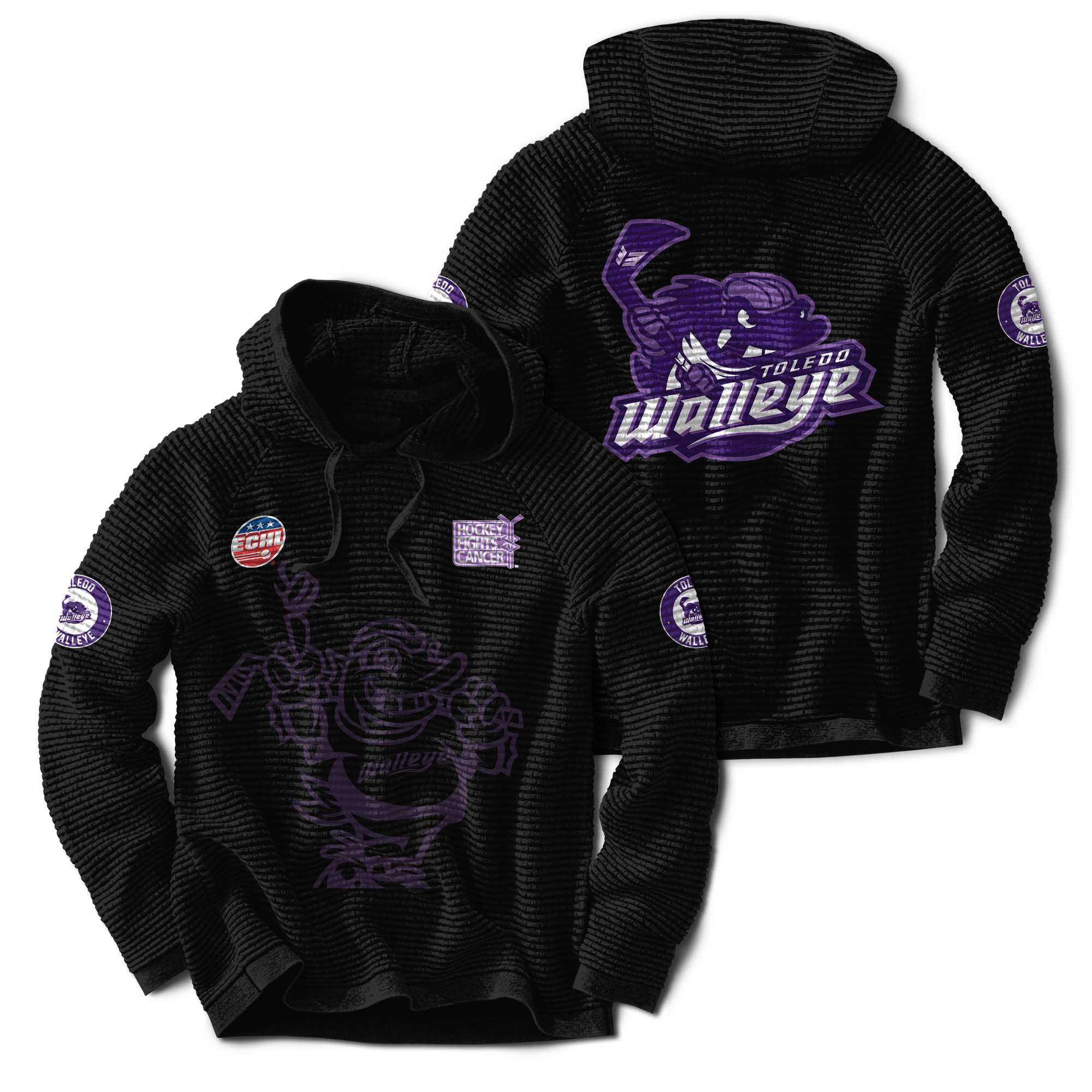 Toledo Walleye x Hockey Fight Cancer Hoodie - Famjoys Toledo Walleye x Hockey Fight Cancer Hoodie - Famjoys