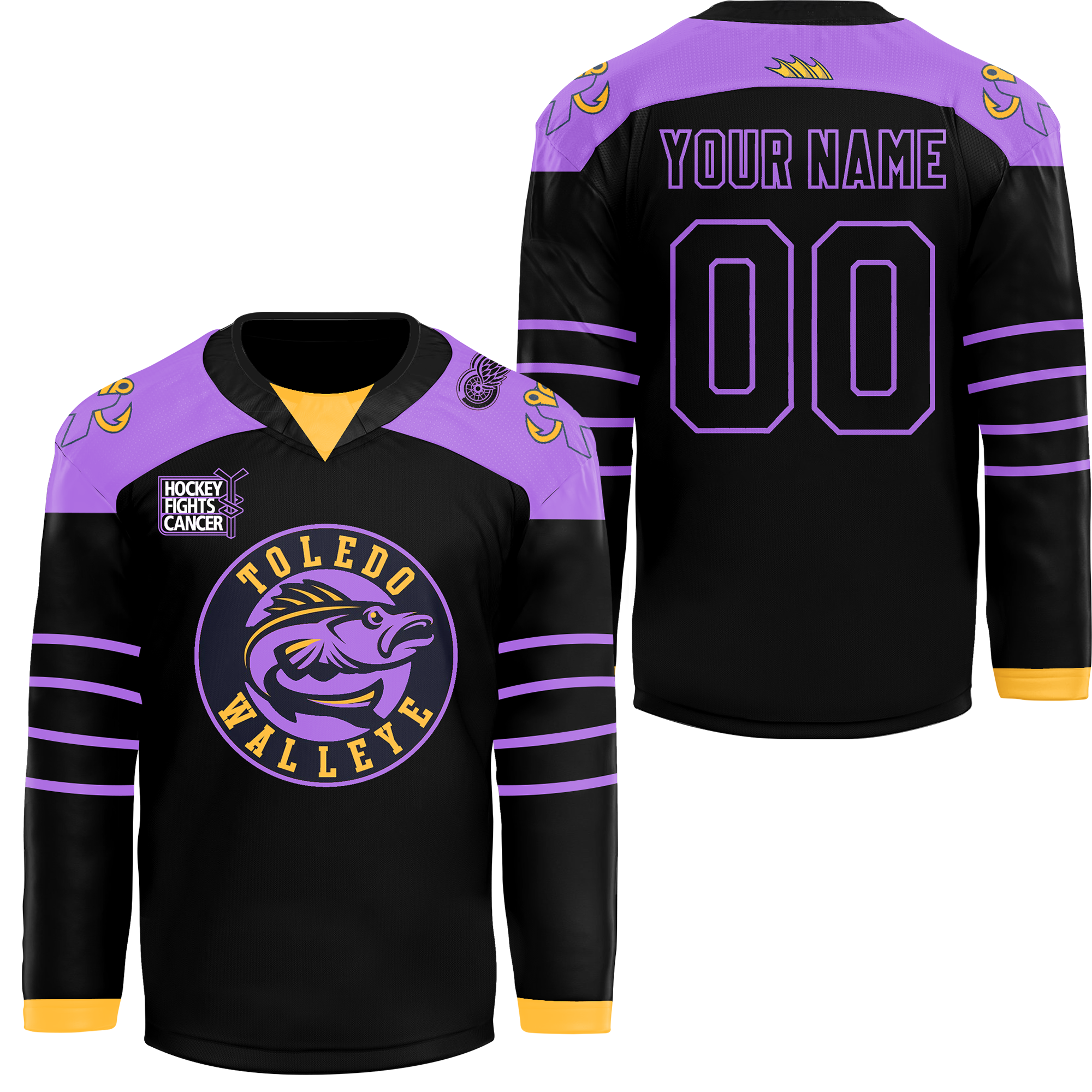 Toledo Walleye x Hockey Fight Cancer Night Custom Jersey - Famjoys Toledo Walleye x Hockey Fight Cancer Night Custom Jersey - Famjoys