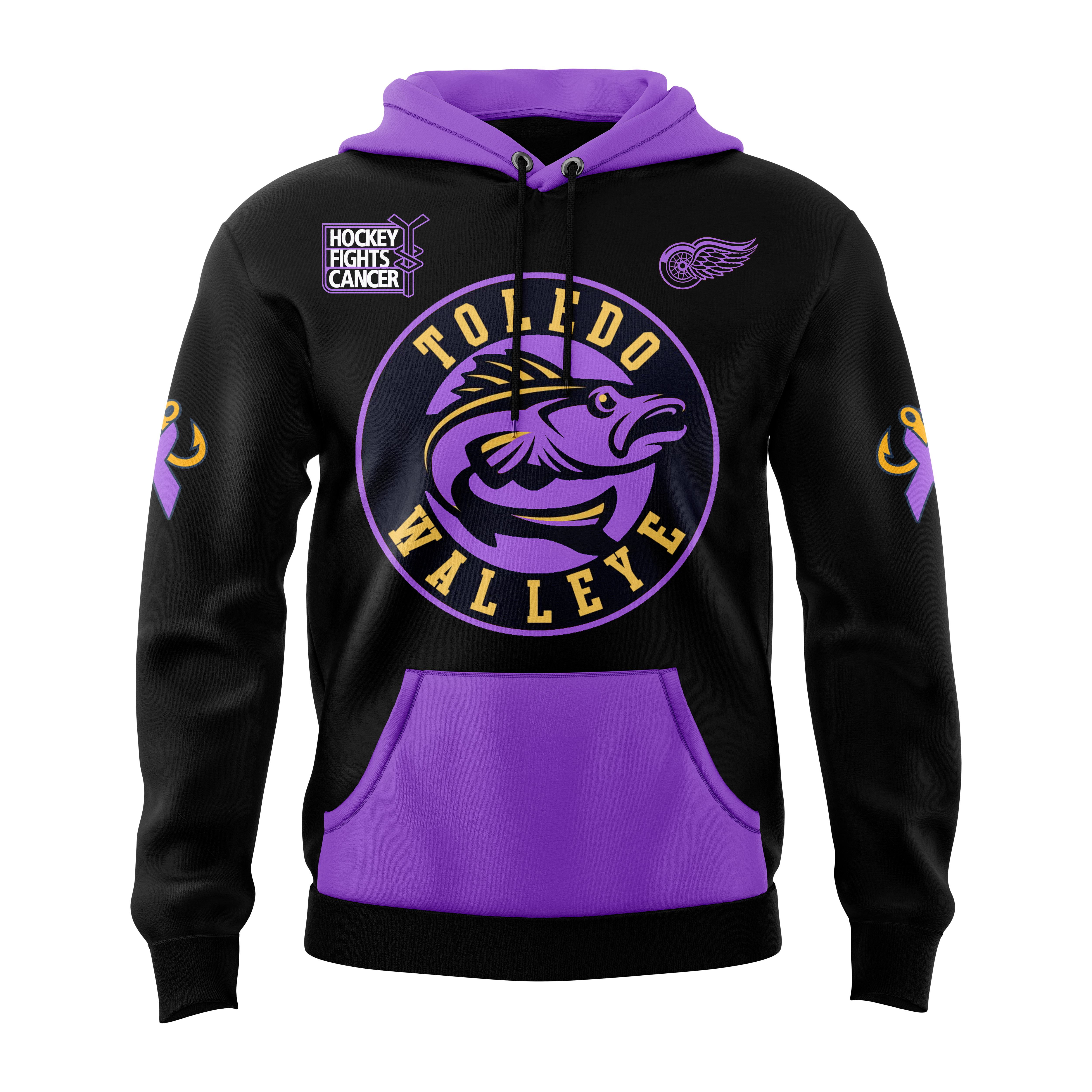 Toledo Walleye x Hockey Fight Cancer Night Hoodie - Famjoys Toledo Walleye x Hockey Fight Cancer Night Hoodie - Famjoys