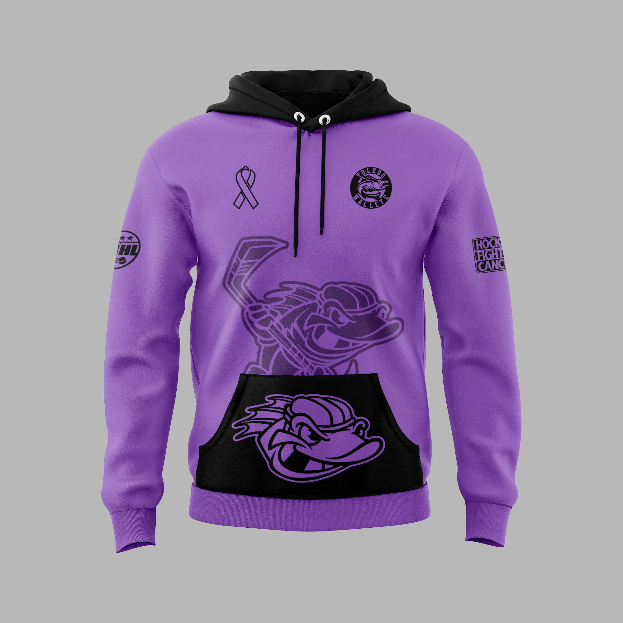Toledo Walleye x Hockey Fights Cancer Pullover Hoodie - Famjoys Toledo Walleye x Hockey Fights Cancer Pullover Hoodie - Famjoys