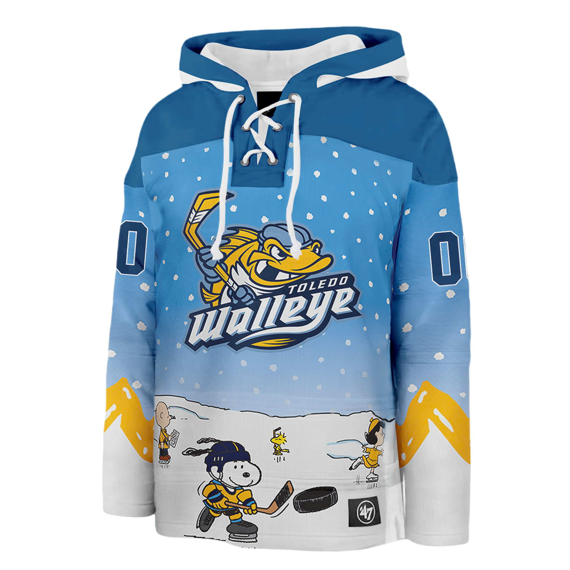 Toledo Walleye x Night Custom Lace up Hoodie - Famjoys Toledo Walleye x Night Custom Lace up Hoodie - Famjoys