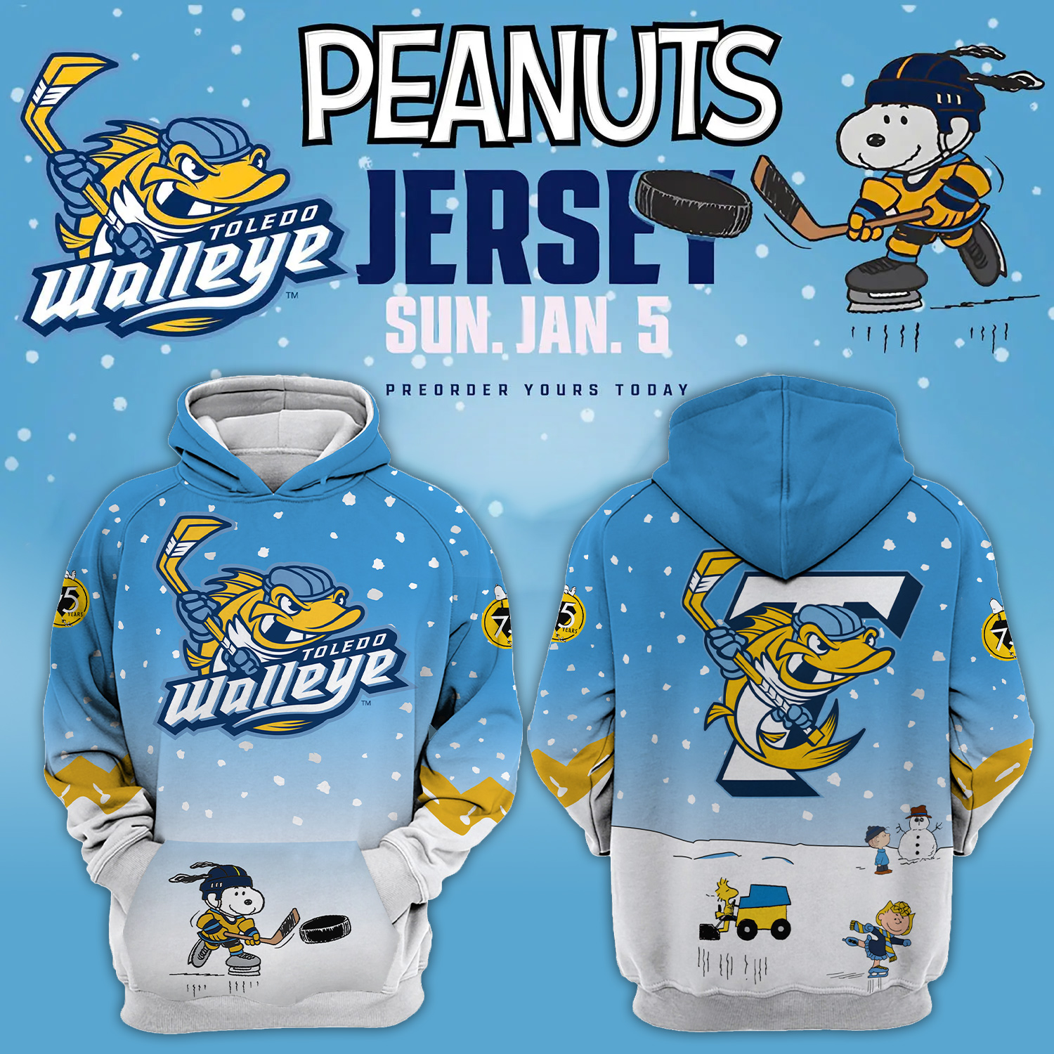 Toledo Walleye x Night Pullover Hoodie - Famjoys Toledo Walleye x Night Pullover Hoodie - Famjoys