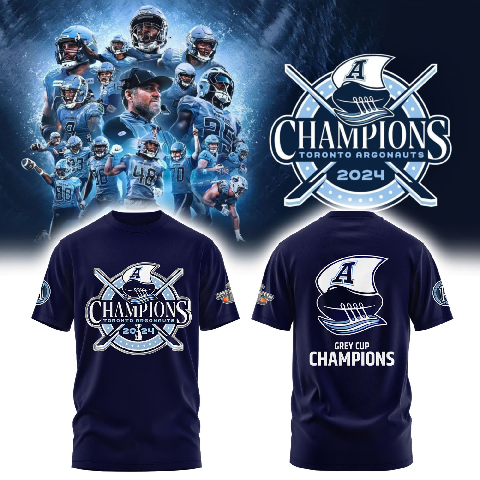Toronto Argonauts 111th Grey Cup Champions Combo Tshirt | Cap | Jogger NV - Famjoys Toronto Argonauts 111th Grey Cup Champions Combo Tshirt | Cap | Jogger NV - Famjoys