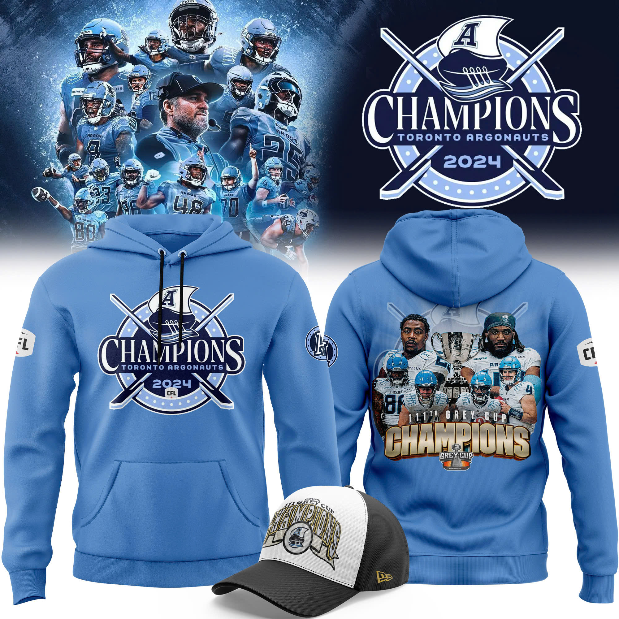 Toronto Argonauts Grey Cup Champions Hoodie - Famjoys Toronto Argonauts Grey Cup Champions Hoodie - Famjoys