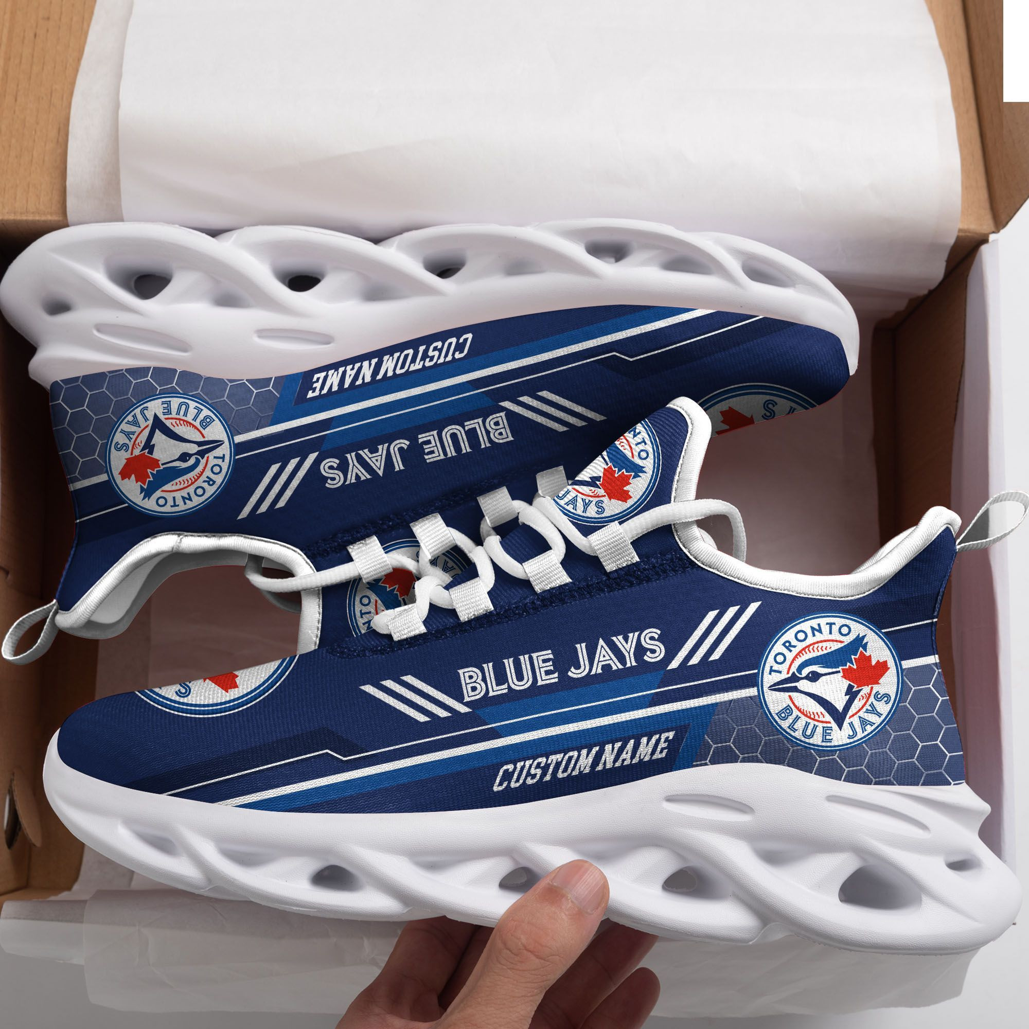 Toronto Blue Jays Custom Personalized Max Soul Sneakers Shoes - Famjoys Toronto Blue Jays Custom Personalized Max Soul Sneakers Shoes - Famjoys