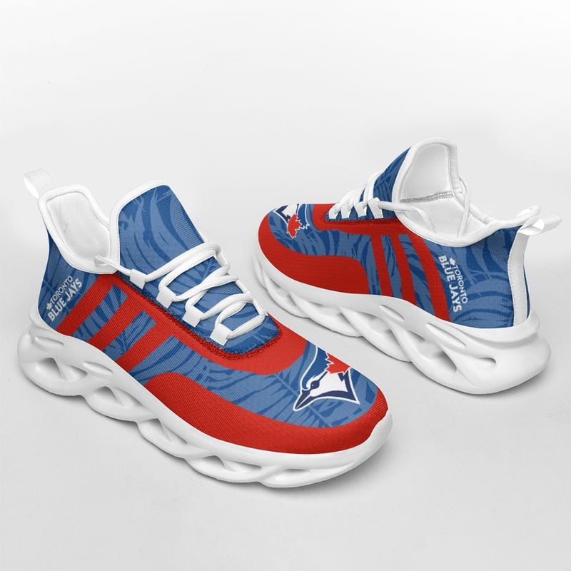 Toronto Blue Jays Leaf and Stripe Pattern Men's and Women's Max Soul Shoes NLA61261 - Famjoys Toronto Blue Jays Leaf and Stripe Pattern Men's and Women's Max Soul Shoes NLA61261 - Famjoys