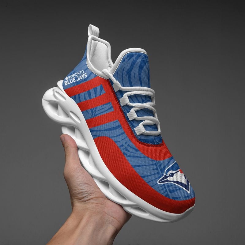 Toronto Blue Jays Leaf and Stripe Pattern Men's and Women's Max Soul Shoes NLA61261 - Famjoys Toronto Blue Jays Leaf and Stripe Pattern Men's and Women's Max Soul Shoes NLA61261 - Famjoys