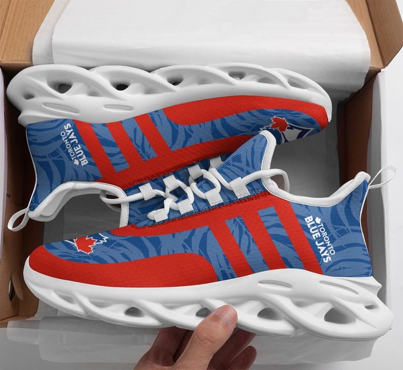 Toronto Blue Jays Leaf and Stripe Pattern Men's and Women's Max Soul Shoes NLA61261 - Famjoys Toronto Blue Jays Leaf and Stripe Pattern Men's and Women's Max Soul Shoes NLA61261 - Famjoys