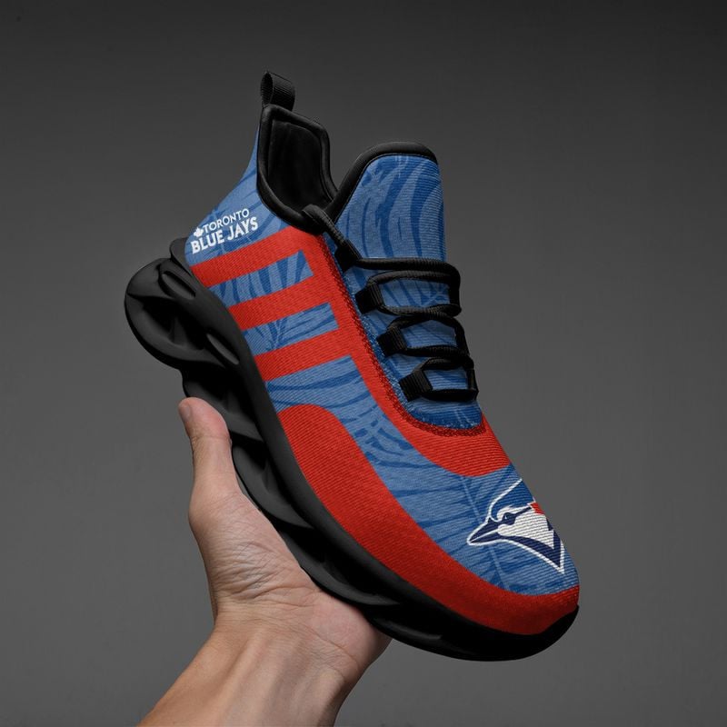 Toronto Blue Jays Leaf and Stripe Pattern Men's and Women's Max Soul Shoes NLA61261 - Famjoys Toronto Blue Jays Leaf and Stripe Pattern Men's and Women's Max Soul Shoes NLA61261 - Famjoys