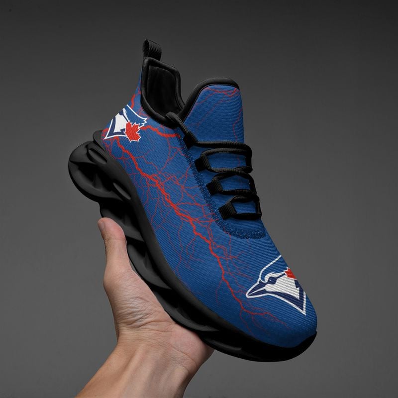 Toronto Blue Jays Lightning Pattern Max Soul Shoes NEW020561 - Famjoys Toronto Blue Jays Lightning Pattern Max Soul Shoes NEW020561 - Famjoys