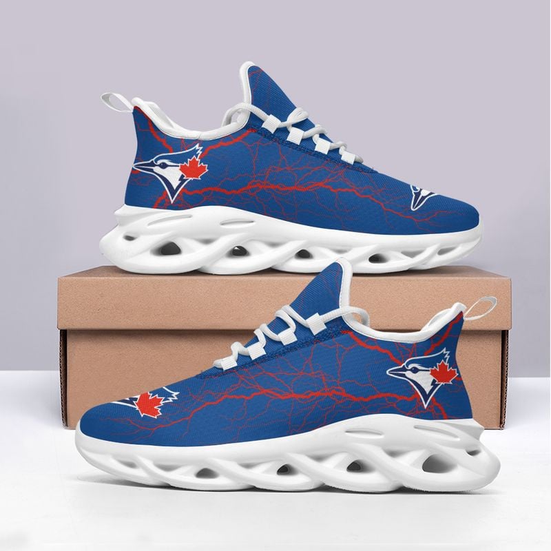 Toronto Blue Jays Lightning Pattern Max Soul Shoes NEW020561 - Famjoys Toronto Blue Jays Lightning Pattern Max Soul Shoes NEW020561 - Famjoys
