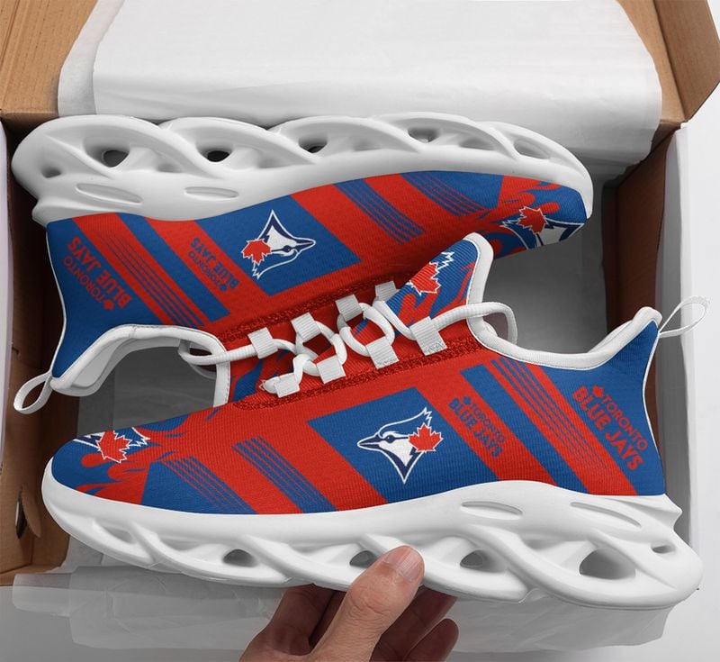 Toronto Blue Jays Stripe and Fire Pattern Max Soul Shoes NEW019661 - Famjoys Toronto Blue Jays Stripe and Fire Pattern Max Soul Shoes NEW019661 - Famjoys