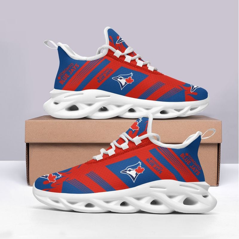 Toronto Blue Jays Stripe and Fire Pattern Max Soul Shoes NEW019661 - Famjoys Toronto Blue Jays Stripe and Fire Pattern Max Soul Shoes NEW019661 - Famjoys