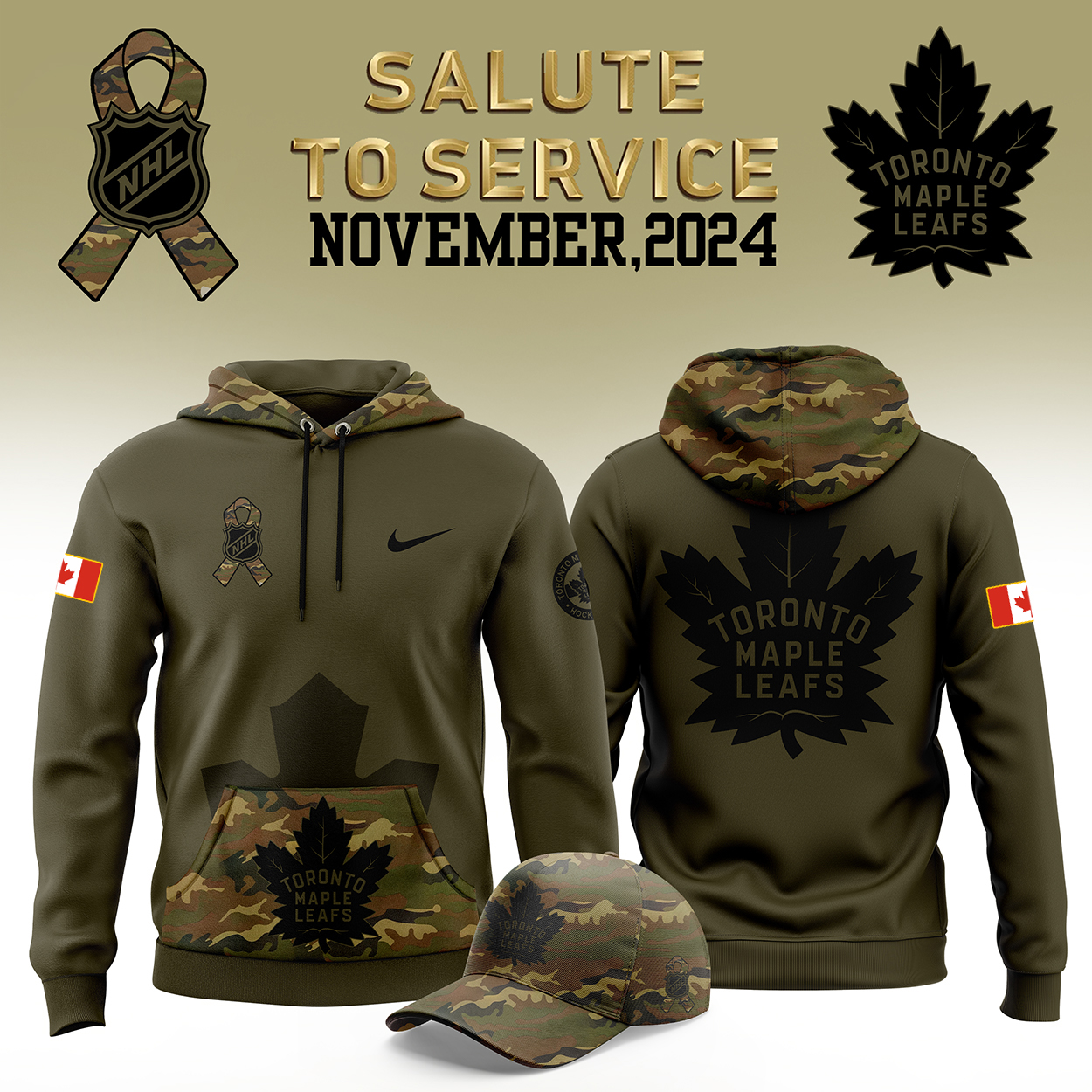 Toronto Maple Leafs Camo Salute to Service Club Fleece Pullover Hoodie