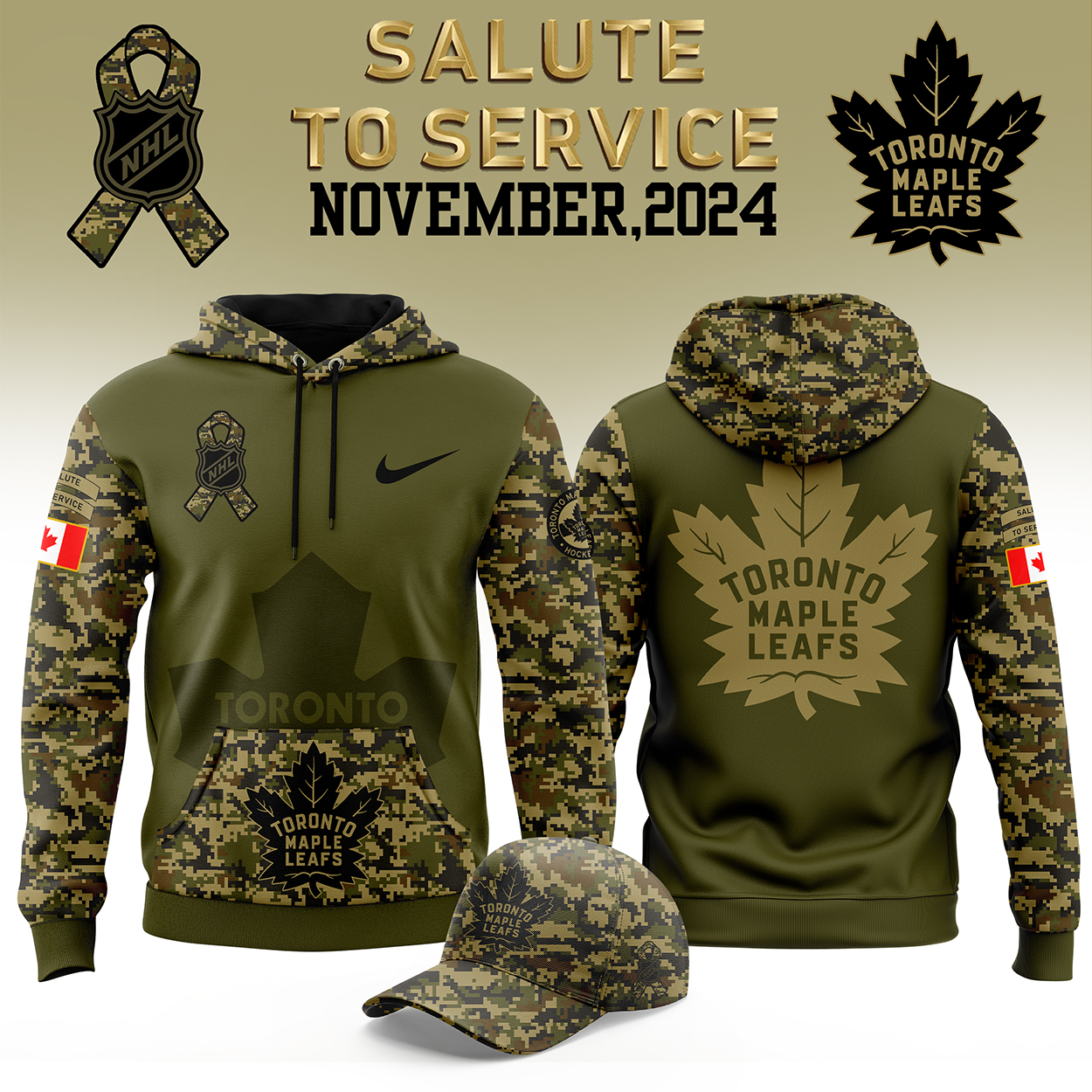 Toronto Maple Leafs Camo Salute to Service Club Premium Fleece Pullover Hoodie - Famjoys Toronto Maple Leafs Camo Salute to Service Club Premium Fleece Pullover Hoodie - Famjoys