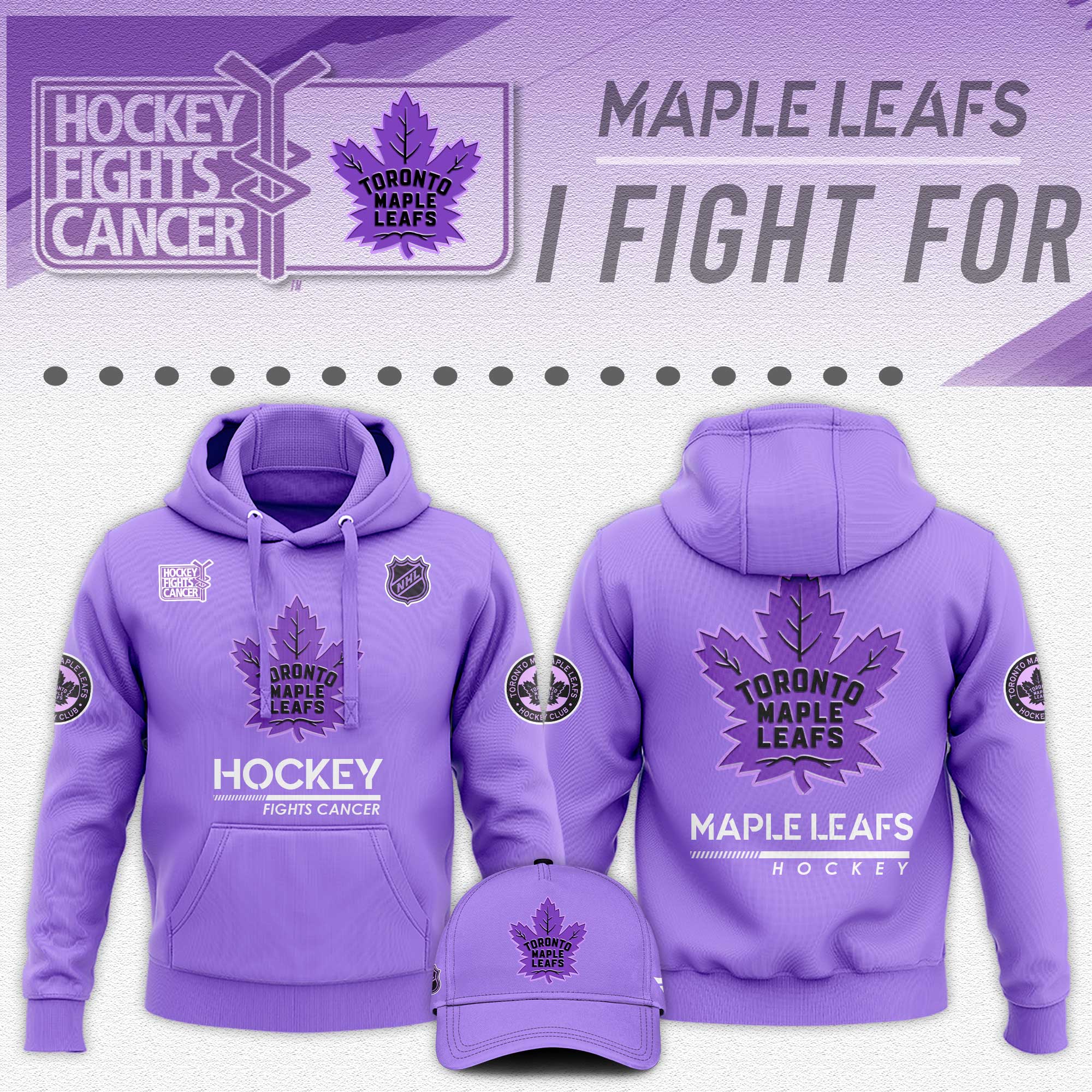 Toronto Maple Leafs Hockey Fights Cancer Unisex Hoodie - Famjoys Toronto Maple Leafs Hockey Fights Cancer Unisex Hoodie - Famjoys