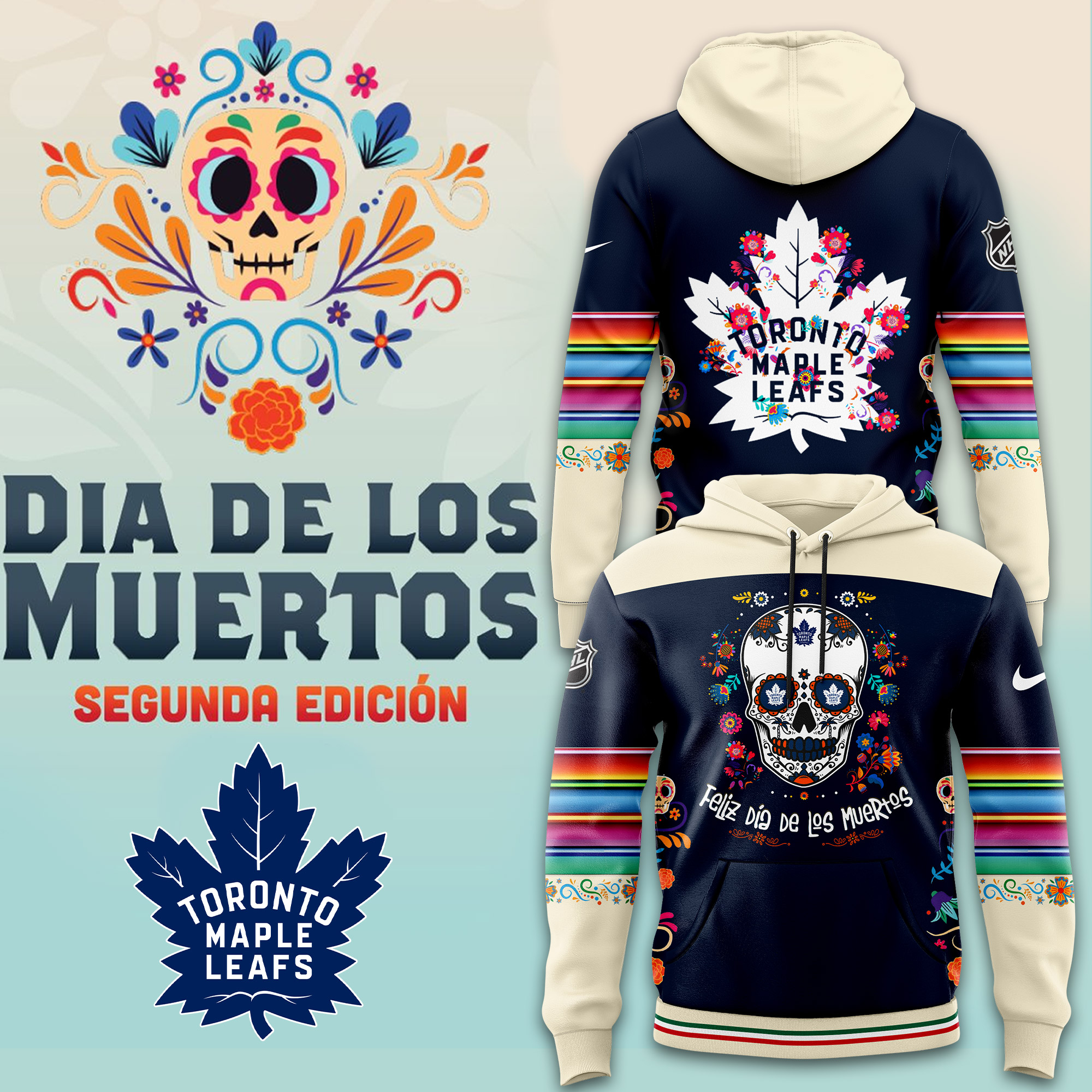 Toronto Maple Leafs NHL Dia De Los Muertos Premium Pullover Hoodie - Famjoys Toronto Maple Leafs NHL Dia De Los Muertos Premium Pullover Hoodie - Famjoys